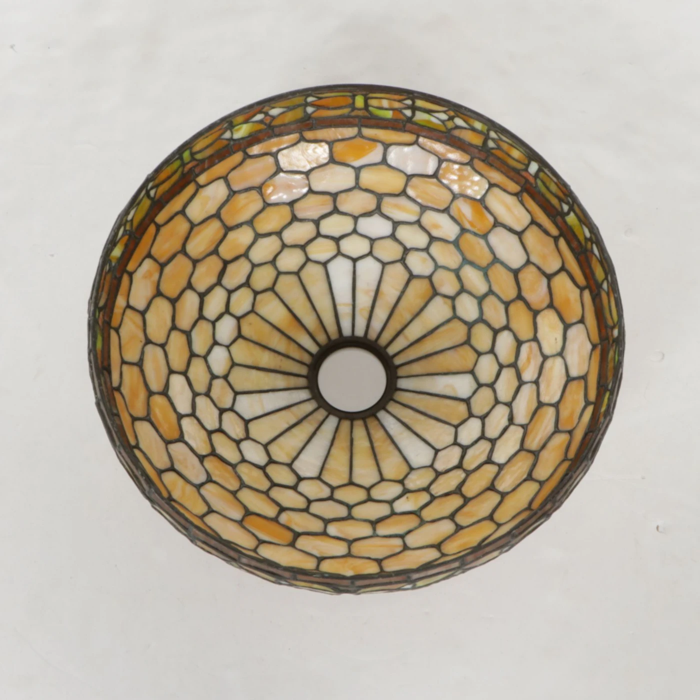 Arts & Crafts Style Caramel Slag Glass Table Lamp Shade, Vintage | EBTH