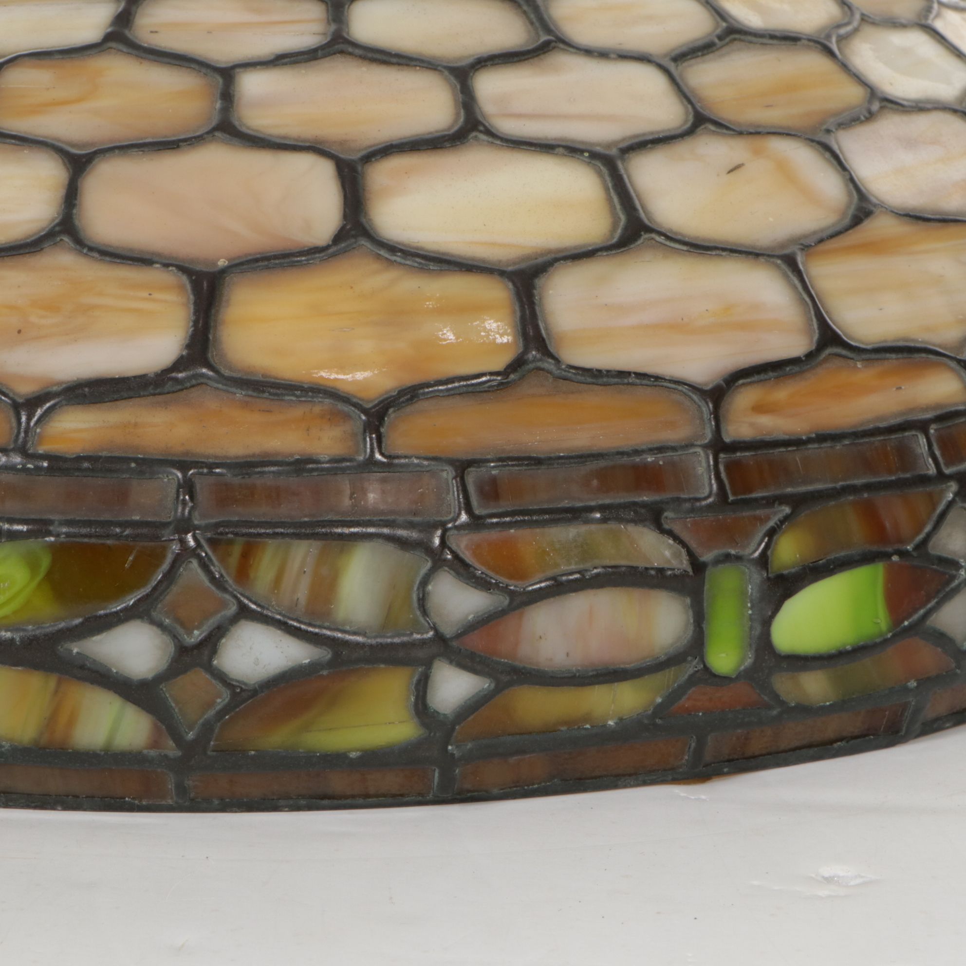 Arts & Crafts Style Caramel Slag Glass Table Lamp Shade, Vintage