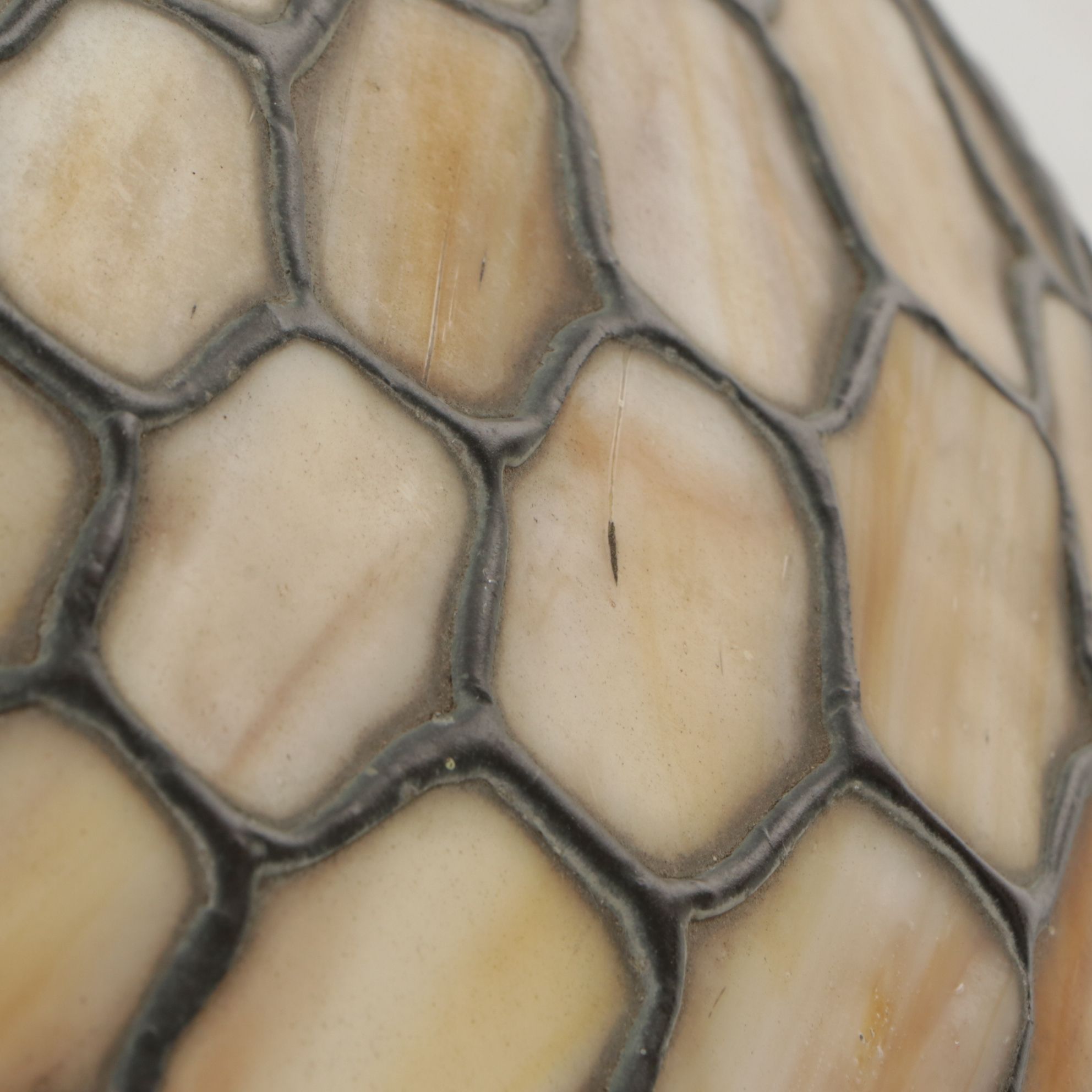 Arts & Crafts Style Caramel Slag Glass Table Lamp Shade, Vintage