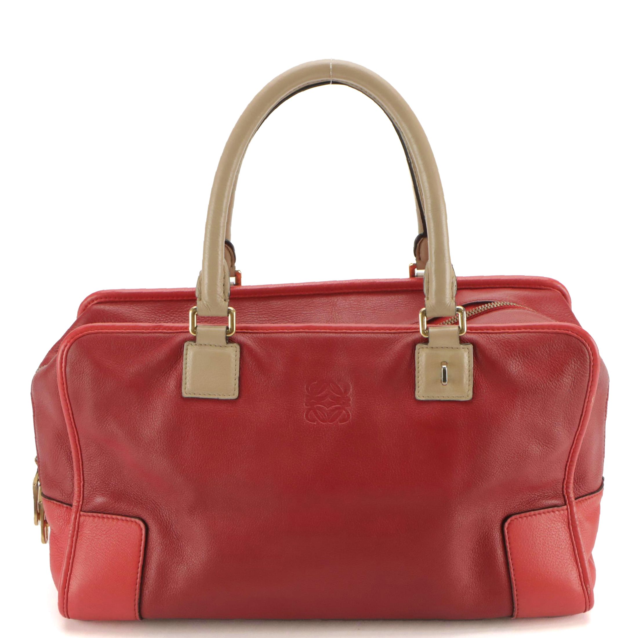Loewe Amazona 36 Top Handle Bag in Tricolor Calfskin Leather