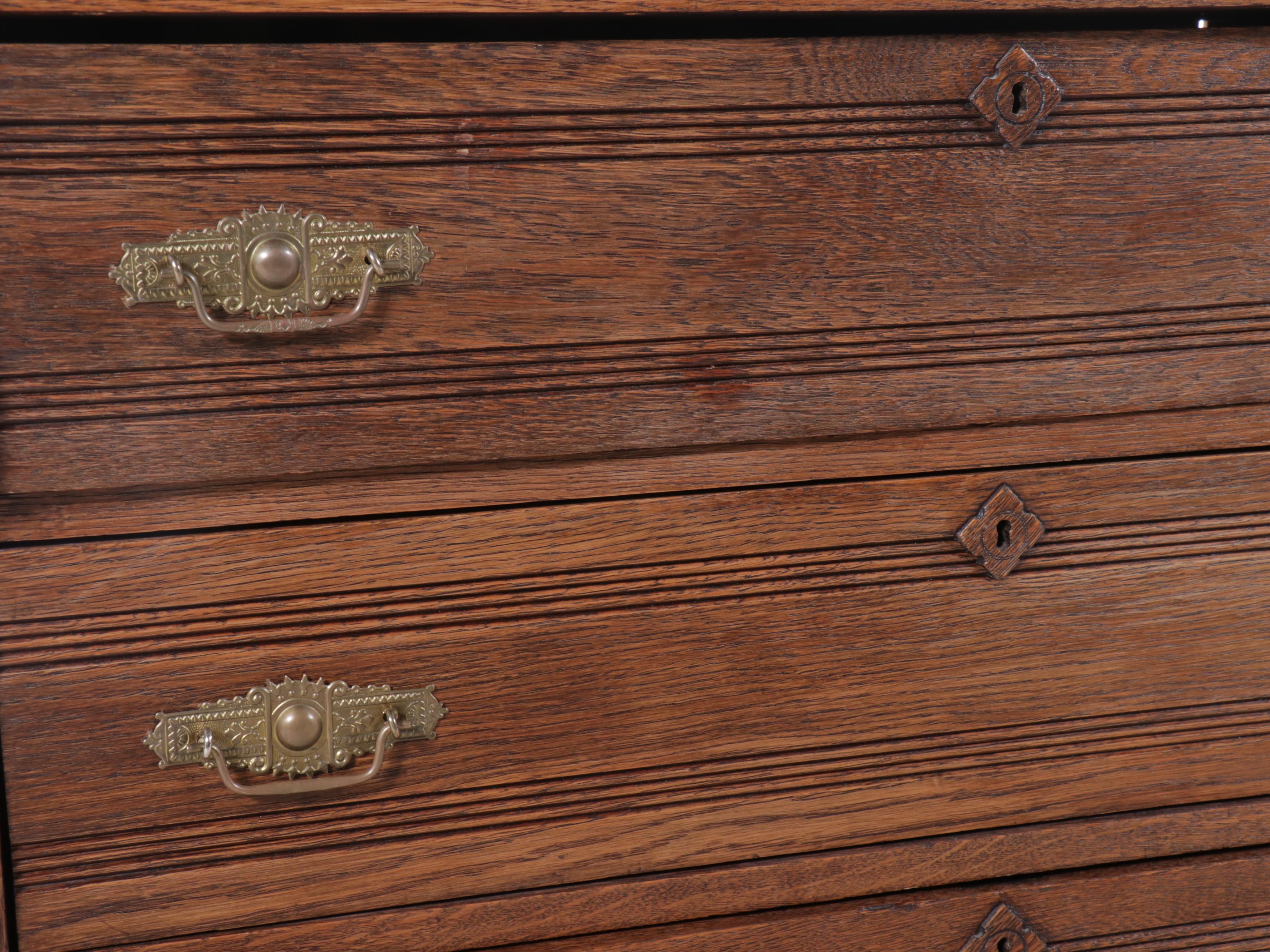 Eastlake Oak Three-Drawer Dresser