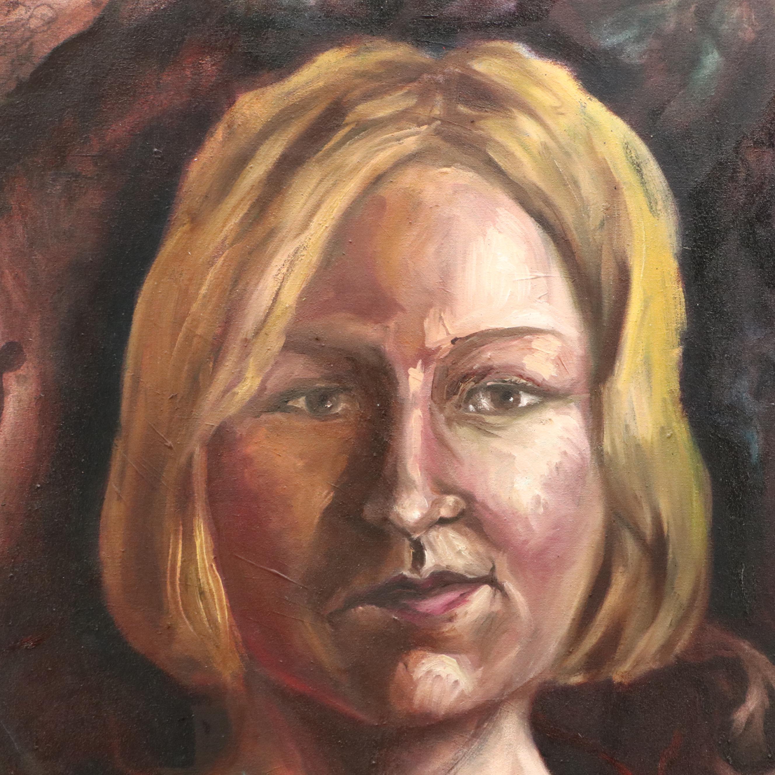 Alison Shepard Mixed Media Portrait Painting "Laura II," 1998