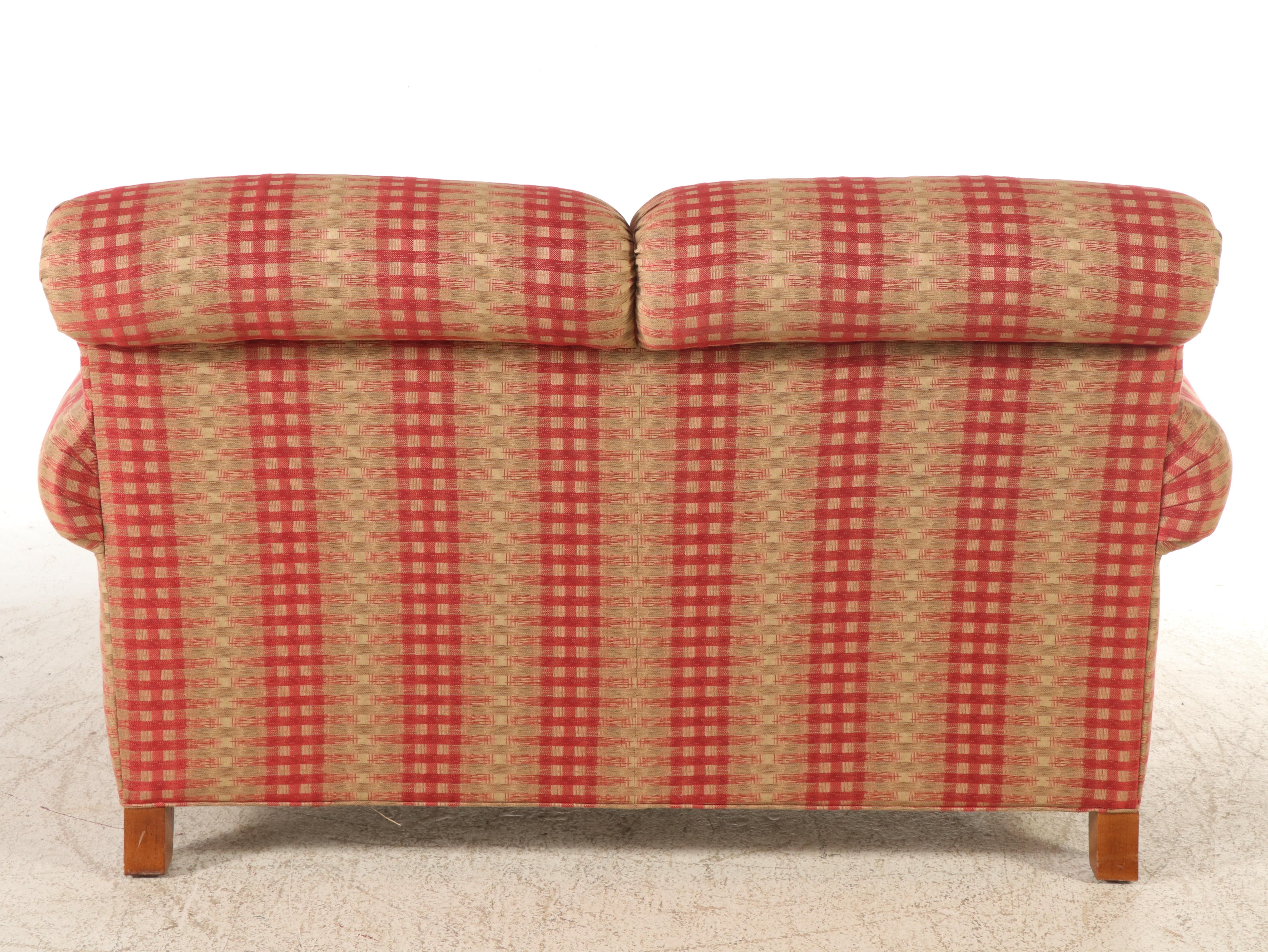 Pair of Flexsteel Plaid Upholstered Loveseats