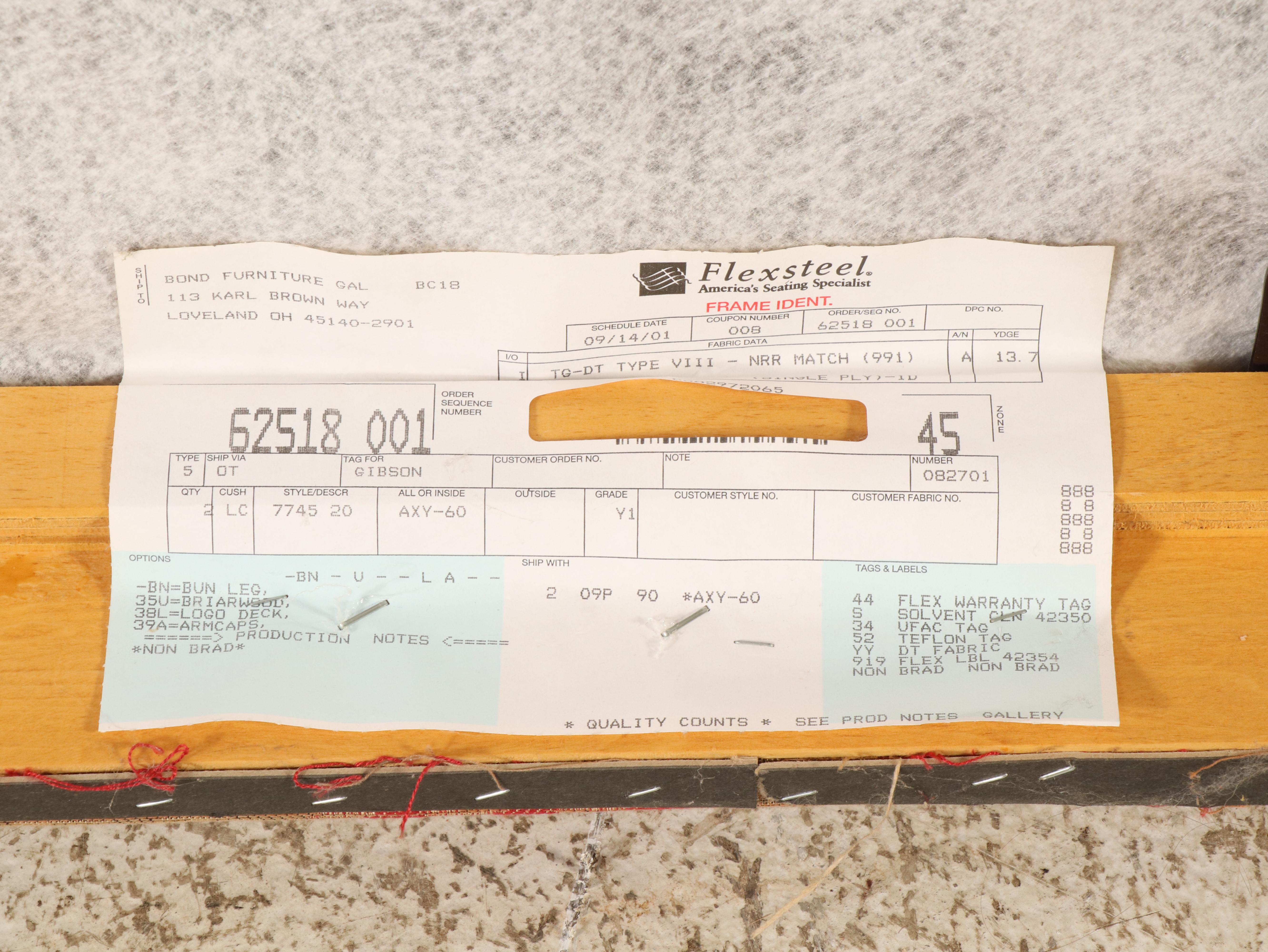 Pair of Flexsteel Plaid Upholstered Loveseats