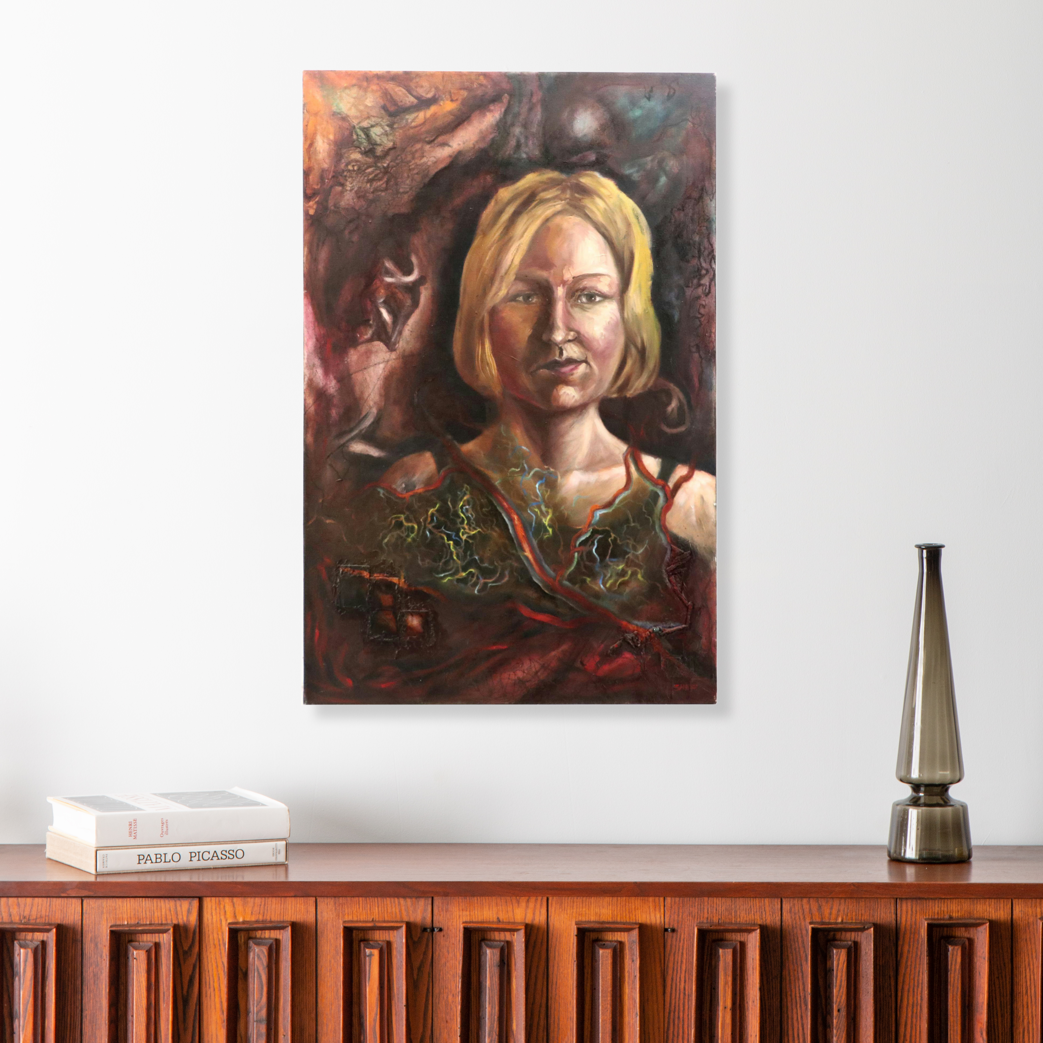 Alison Shepard Mixed Media Portrait Painting "Laura II," 1998