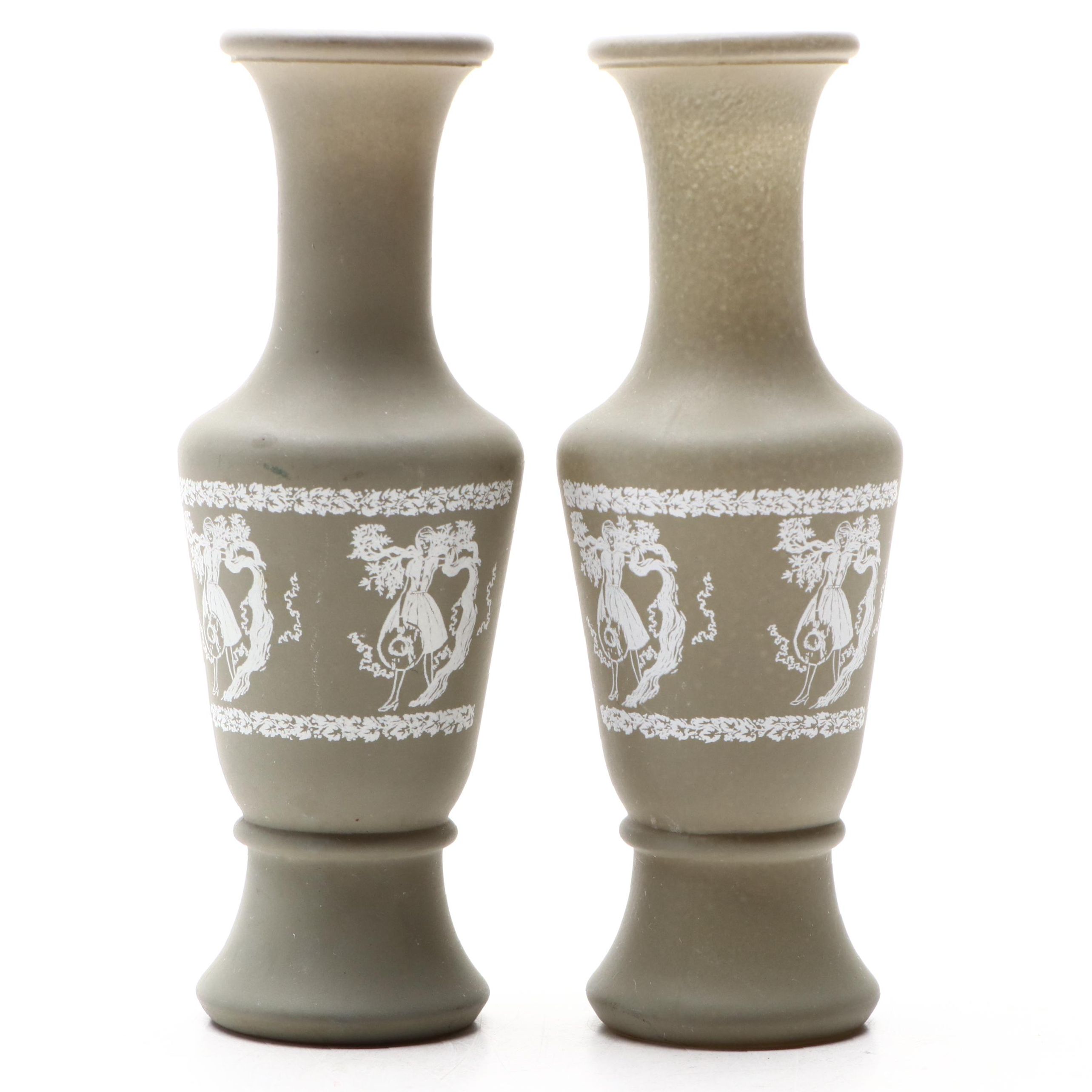 Vintage Painted Glass Vases, Mid-20th Century