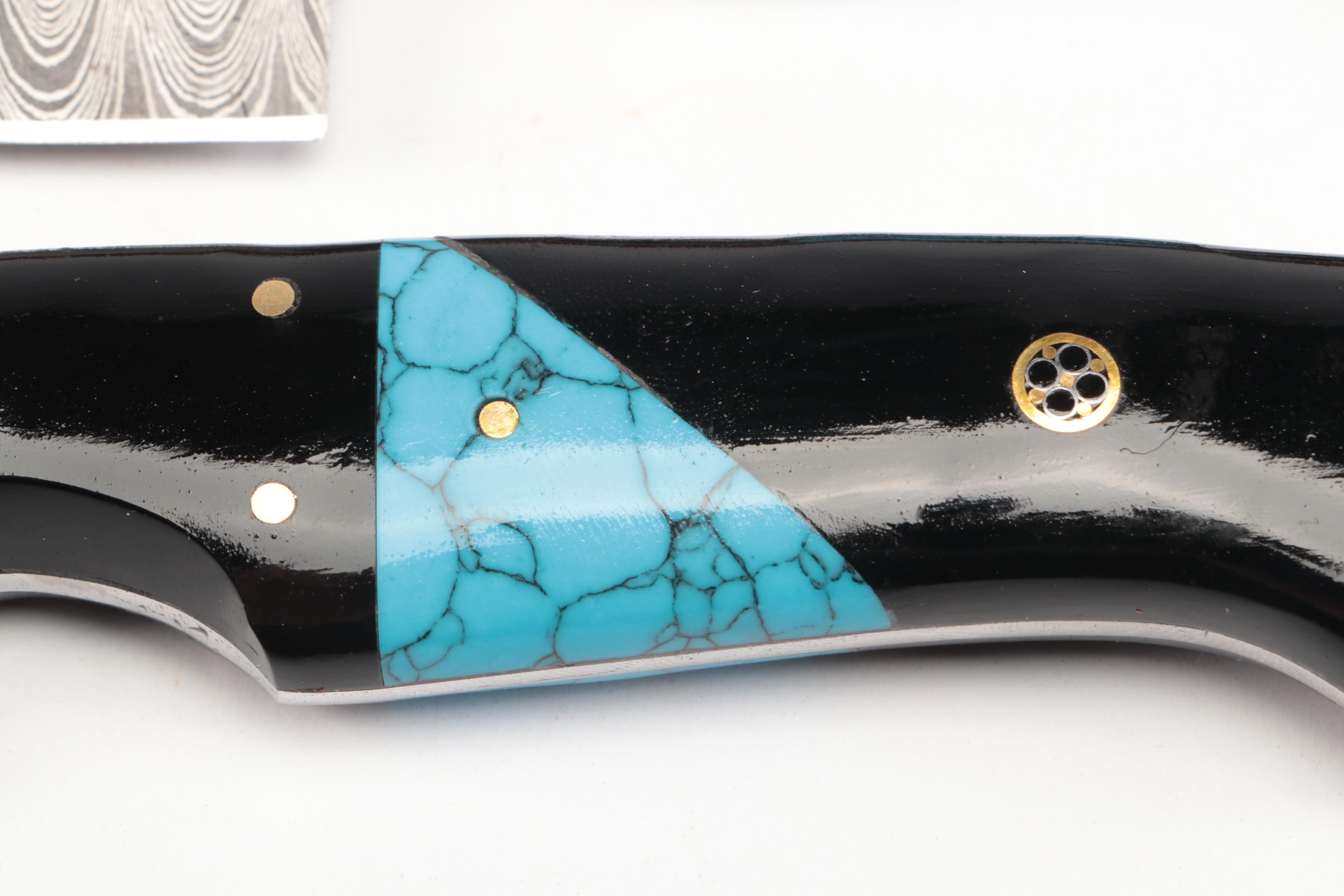 Damascus Steel Chef's Knife Set in Suede Leather Roll