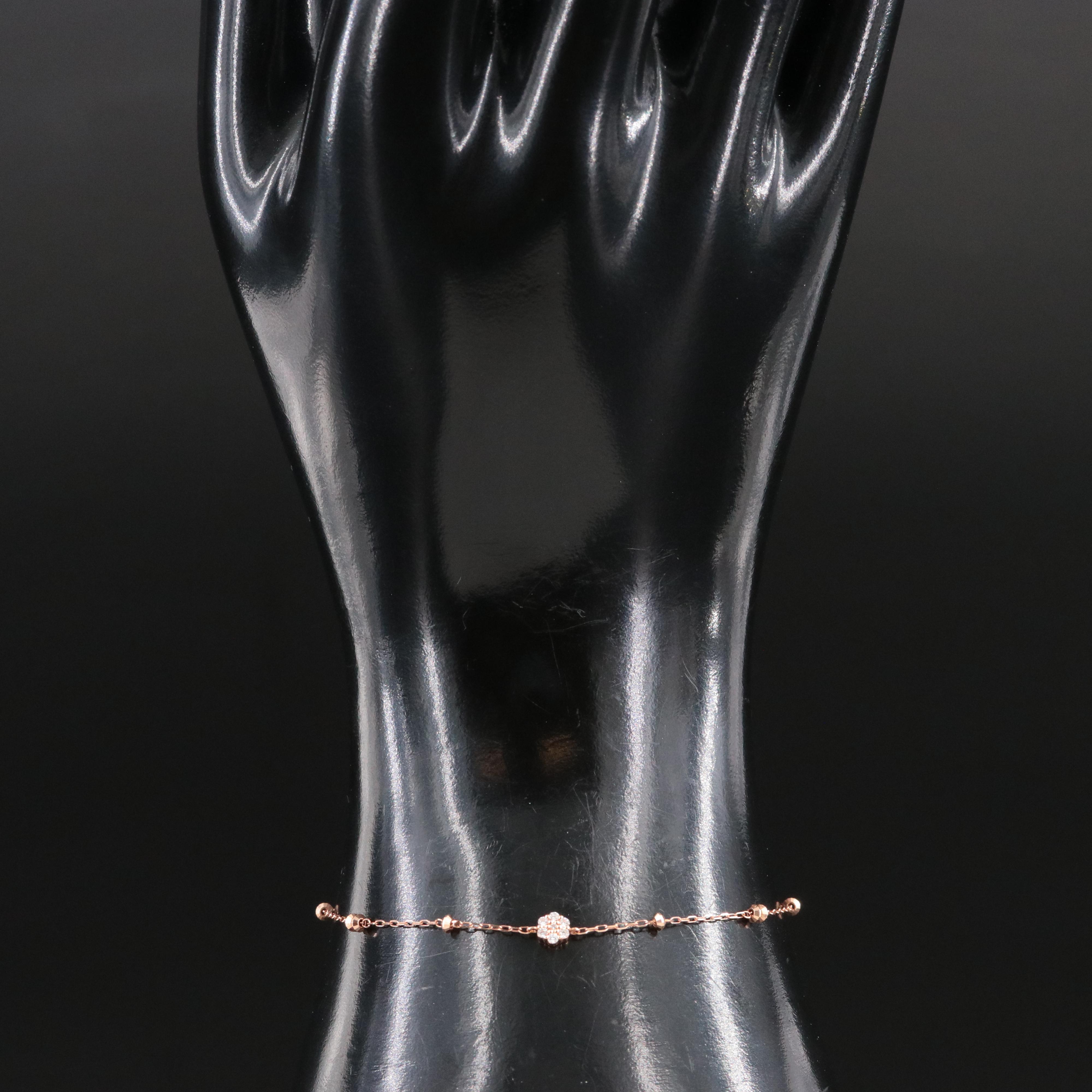 4 Degrees C 18K Rose Gold 0.05 CTW Diamond Cluster Station Bracelet