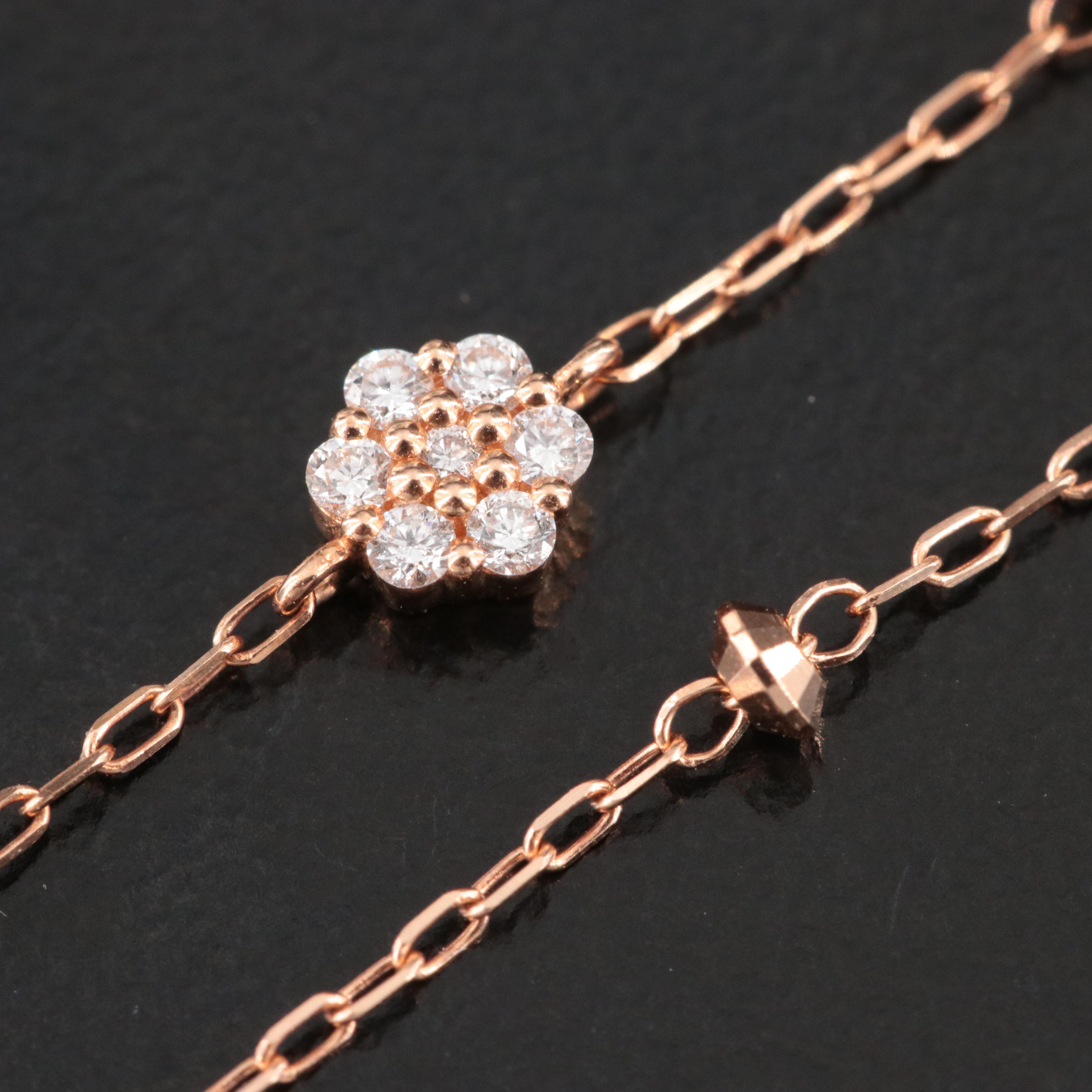 4 Degrees C 18K Rose Gold 0.05 CTW Diamond Cluster Station Bracelet