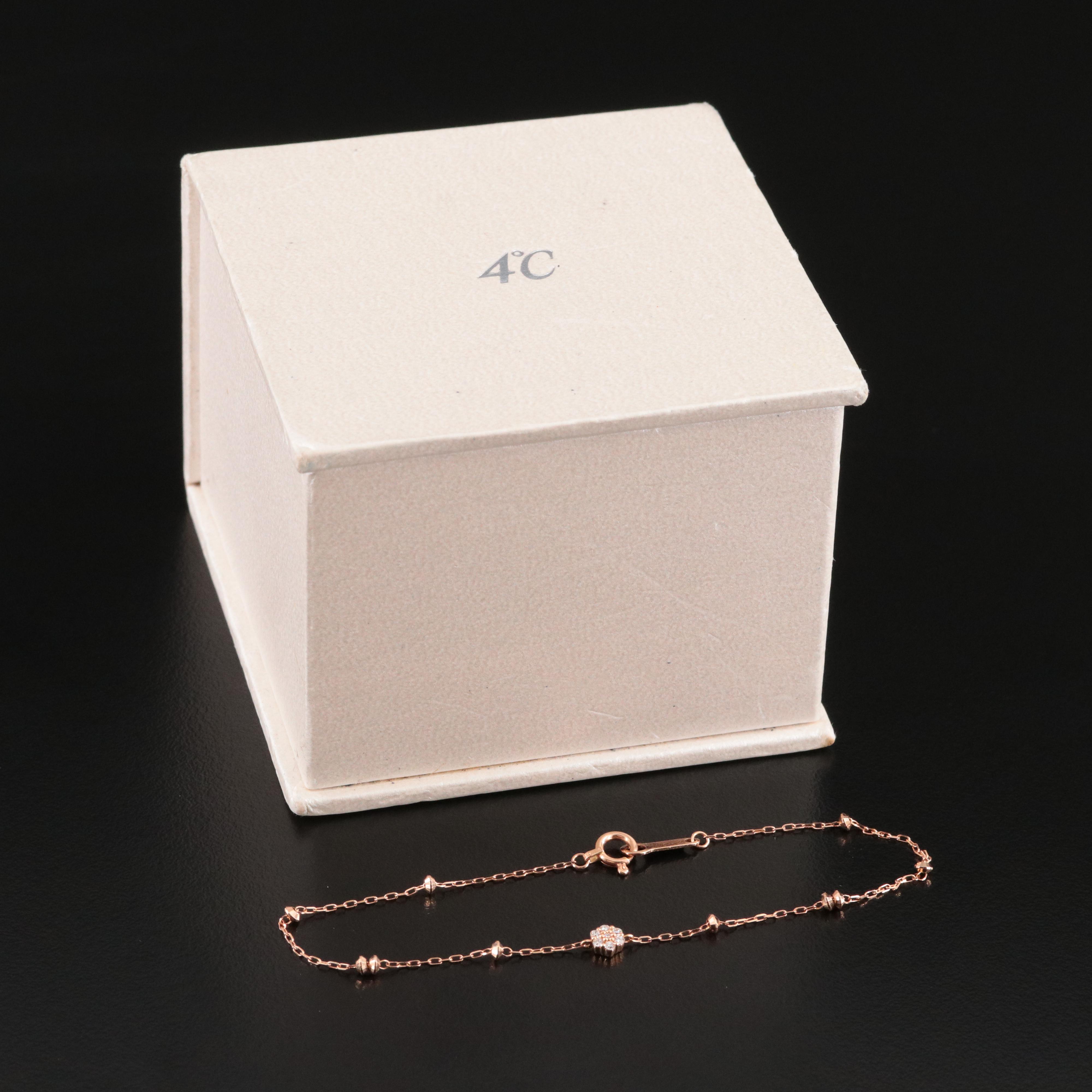 4 Degrees C 18K Rose Gold 0.05 CTW Diamond Cluster Station Bracelet