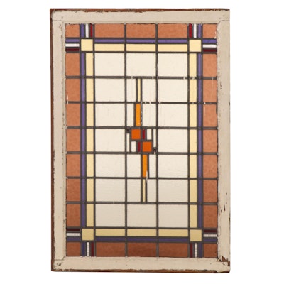 Arts and Crafts Geometric Stand Glass Window Panel Arts and Crafts Geometric Stand Glass Window Panel