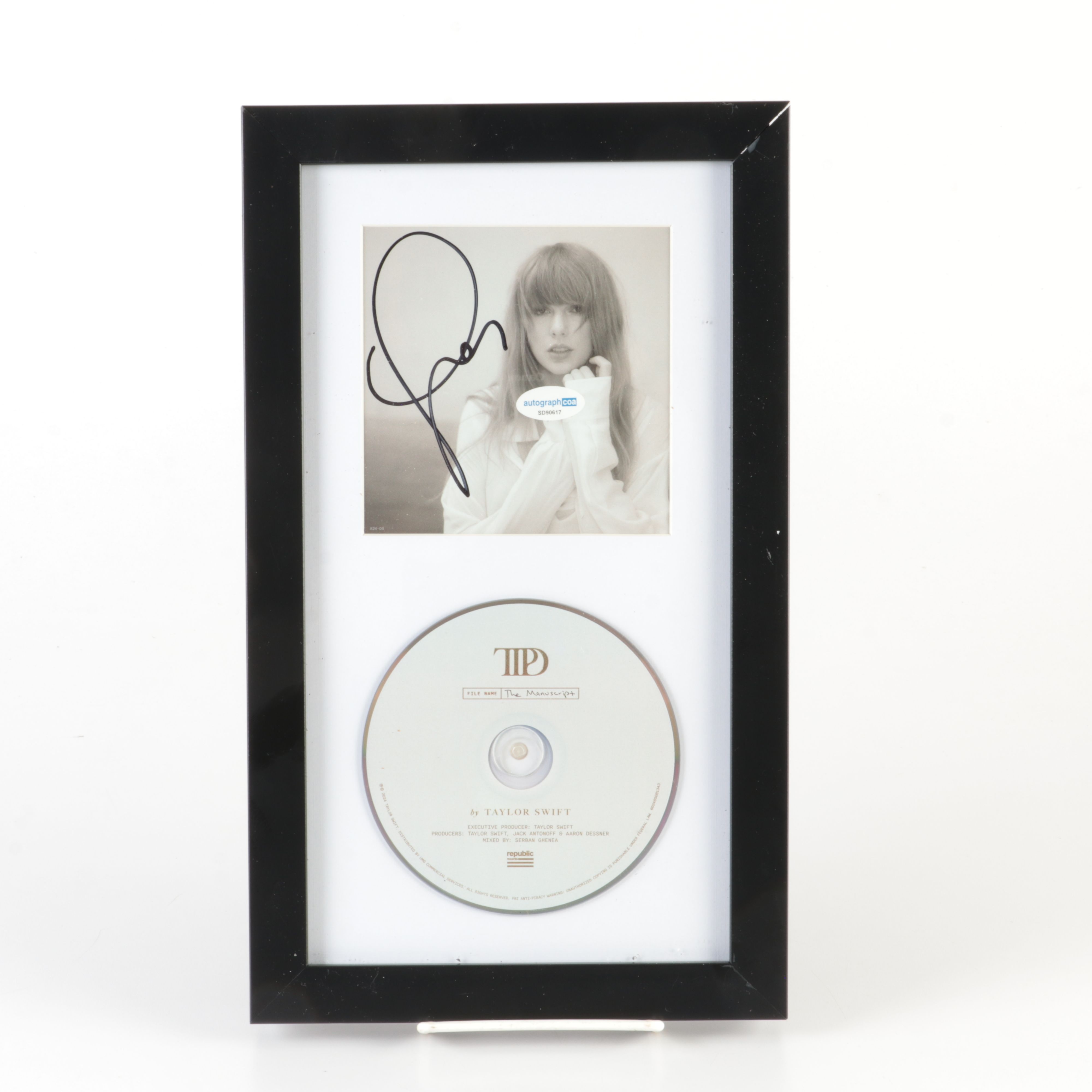 Taylor Swift Signed "The Tortured Poets Department" CD Card in Frame