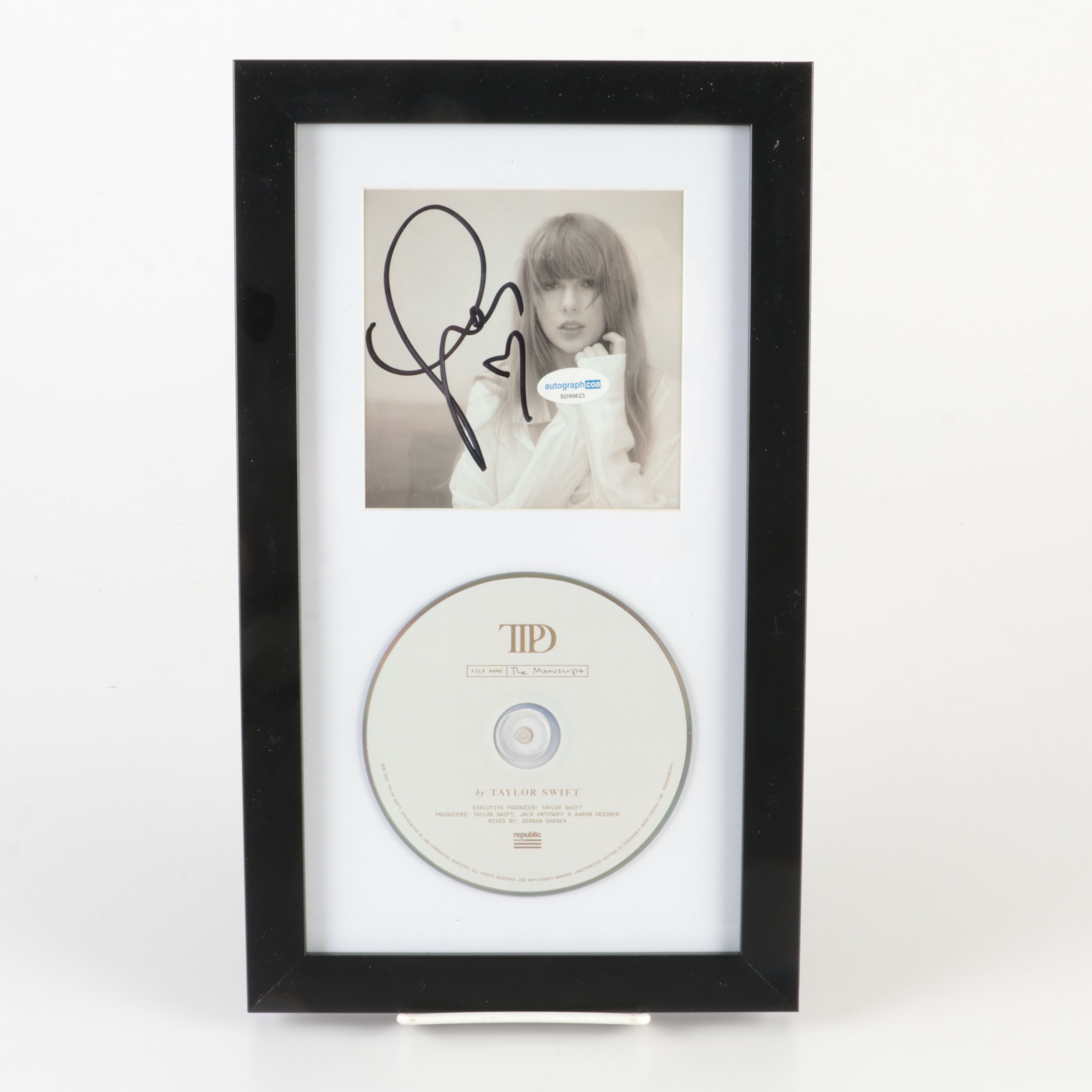 Taylor Swift Signed "The Tortured Poets Department" CD Card in Frame