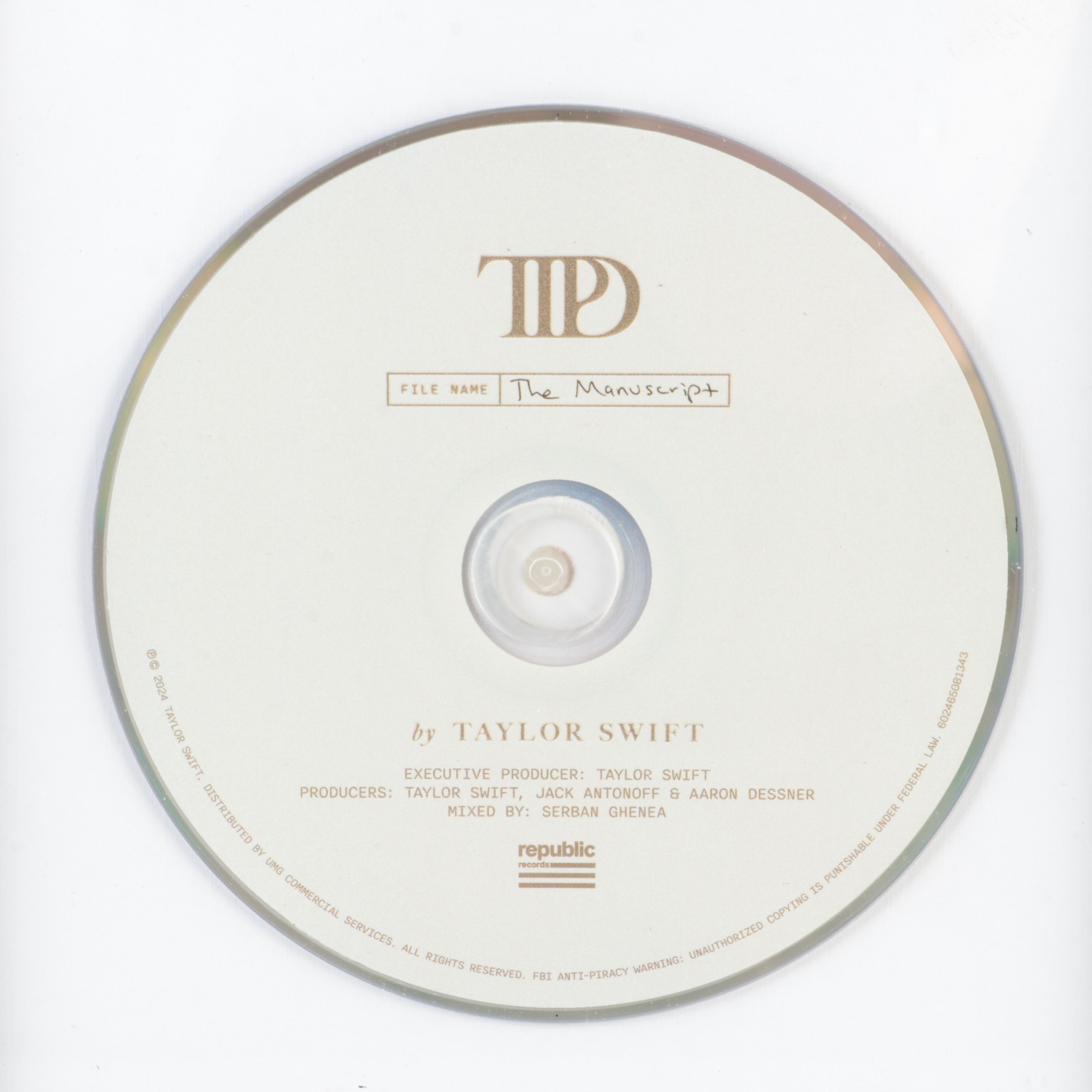 Taylor Swift Signed "The Tortured Poets Department" CD Card in Frame