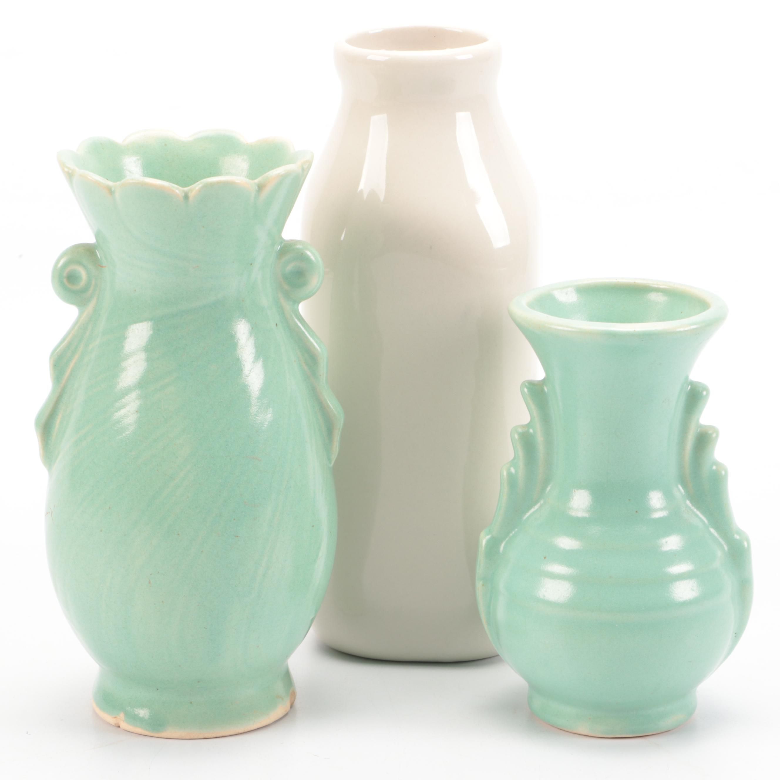 Art Deco Style and Other Ceramic Vases, Mid to Late 20th Century