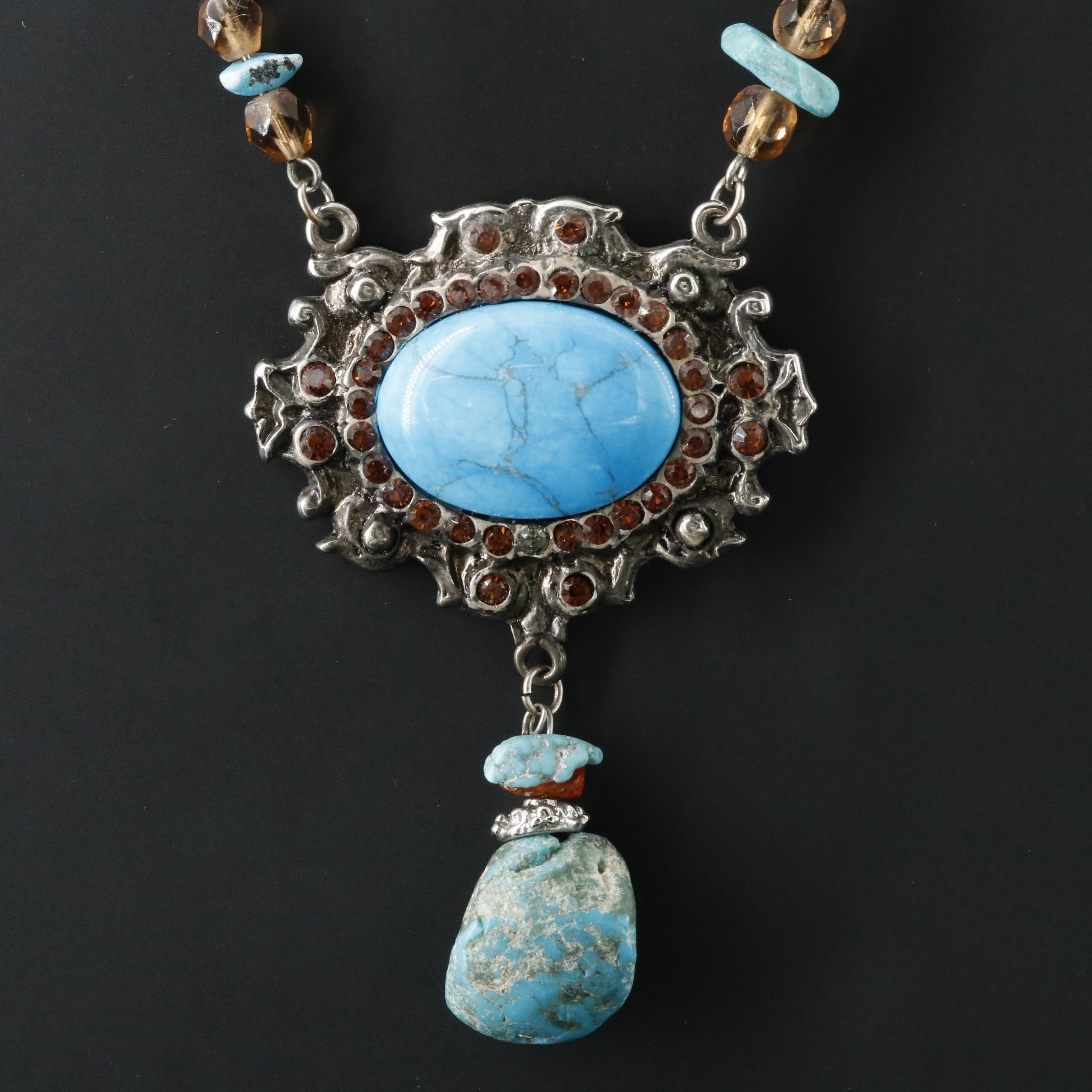 Turquoise, Magnesite and Gemstone Necklace