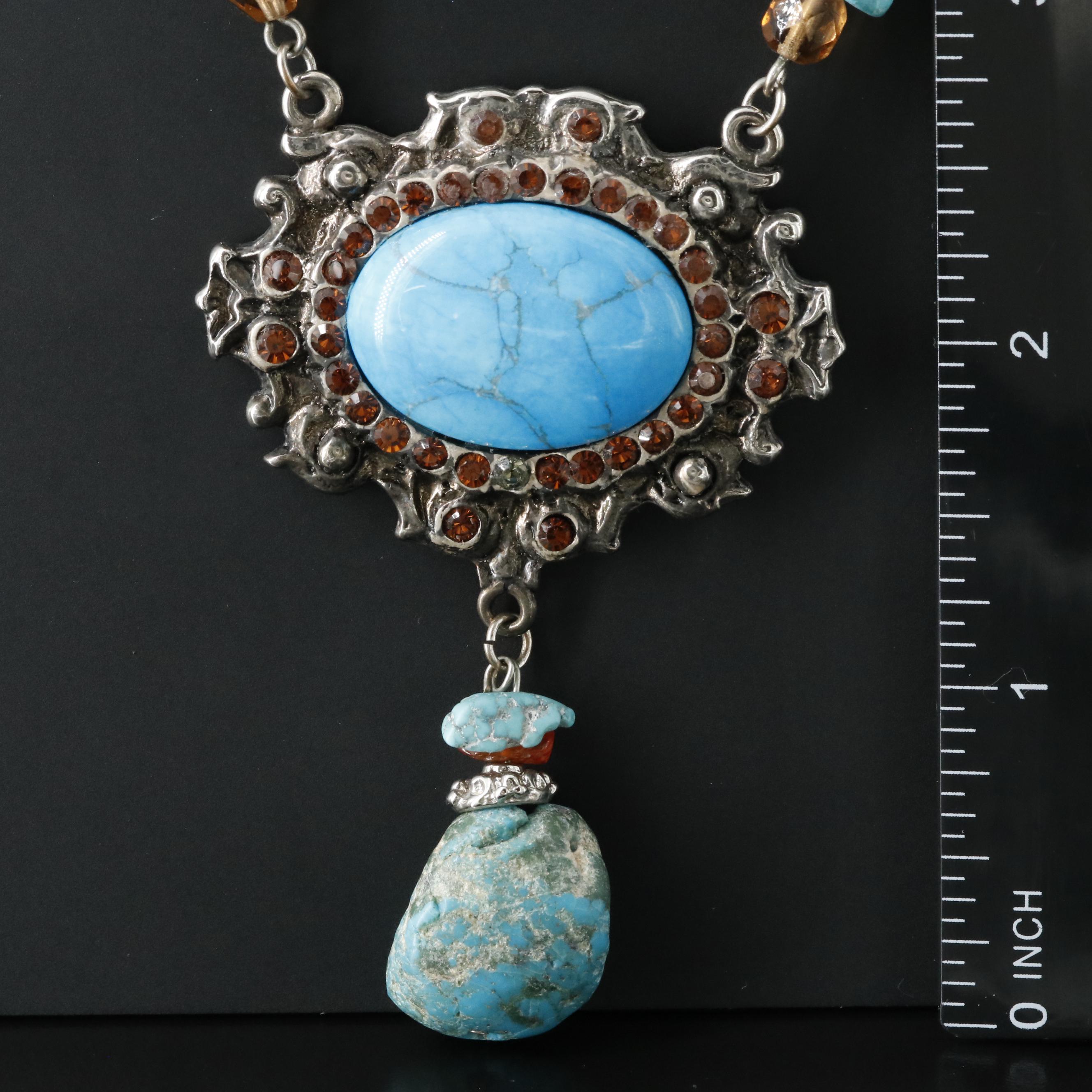 Turquoise, Magnesite and Gemstone Necklace