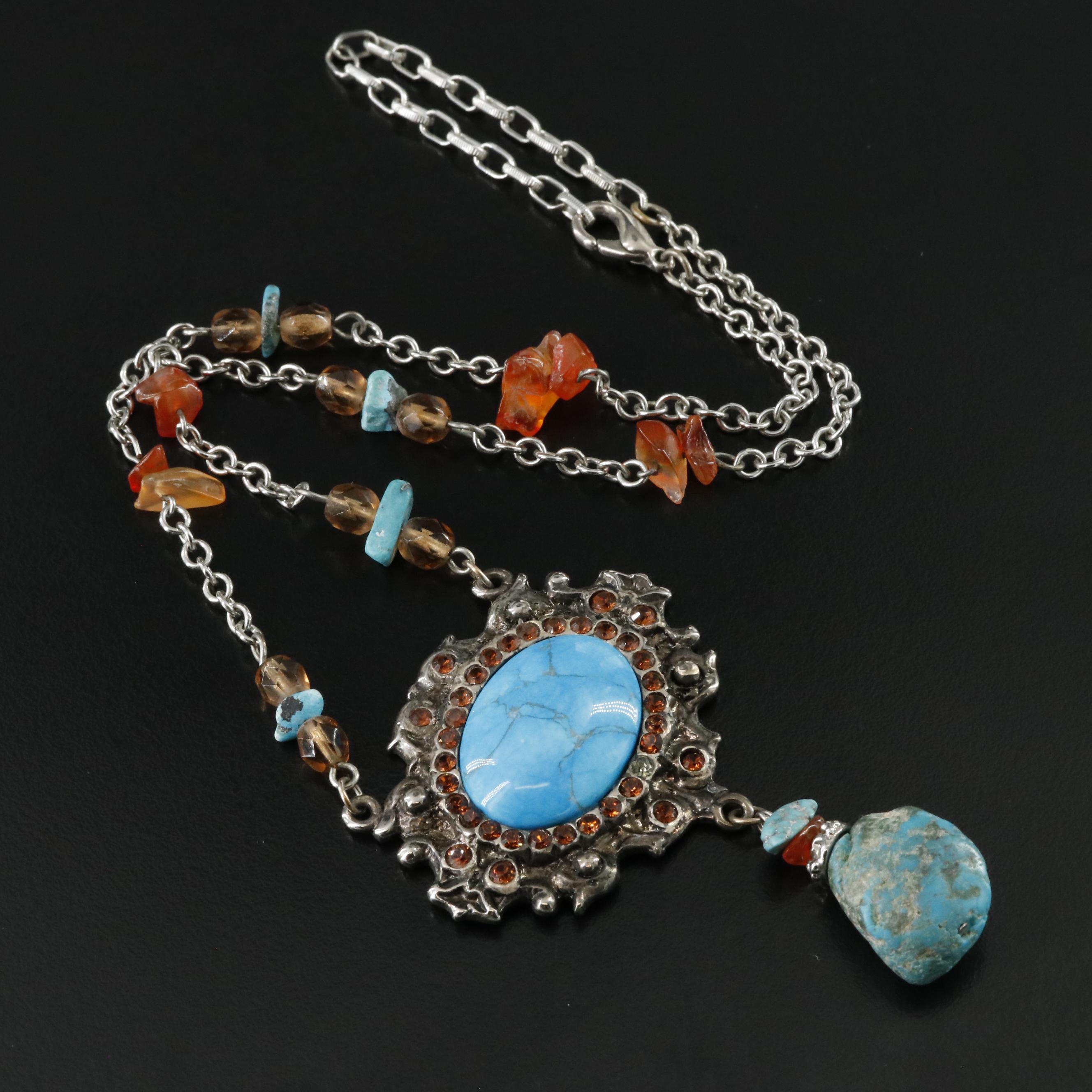 Turquoise, Magnesite and Gemstone Necklace