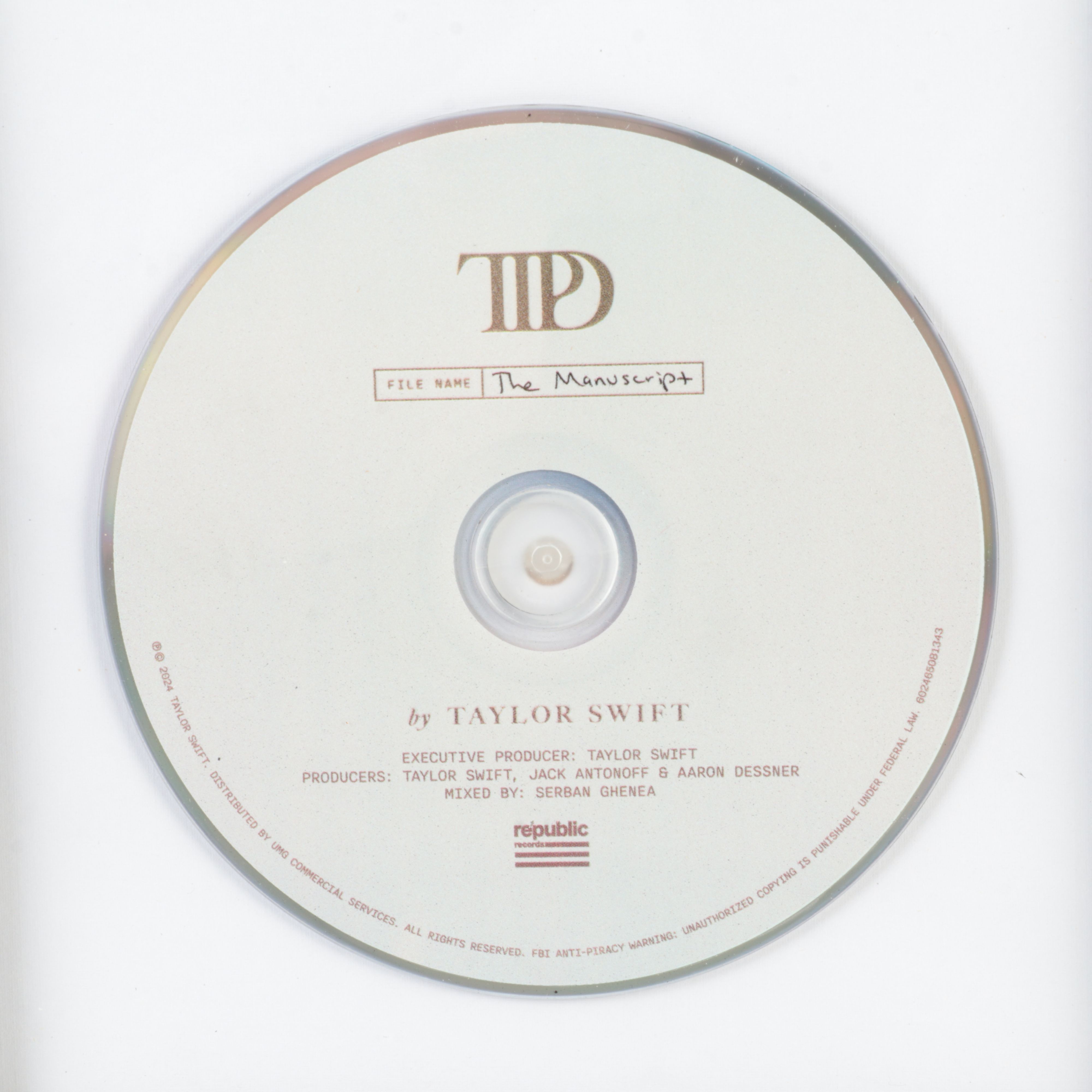 Taylor Swift Signed "The Tortured Poets Department" CD Card in Frame