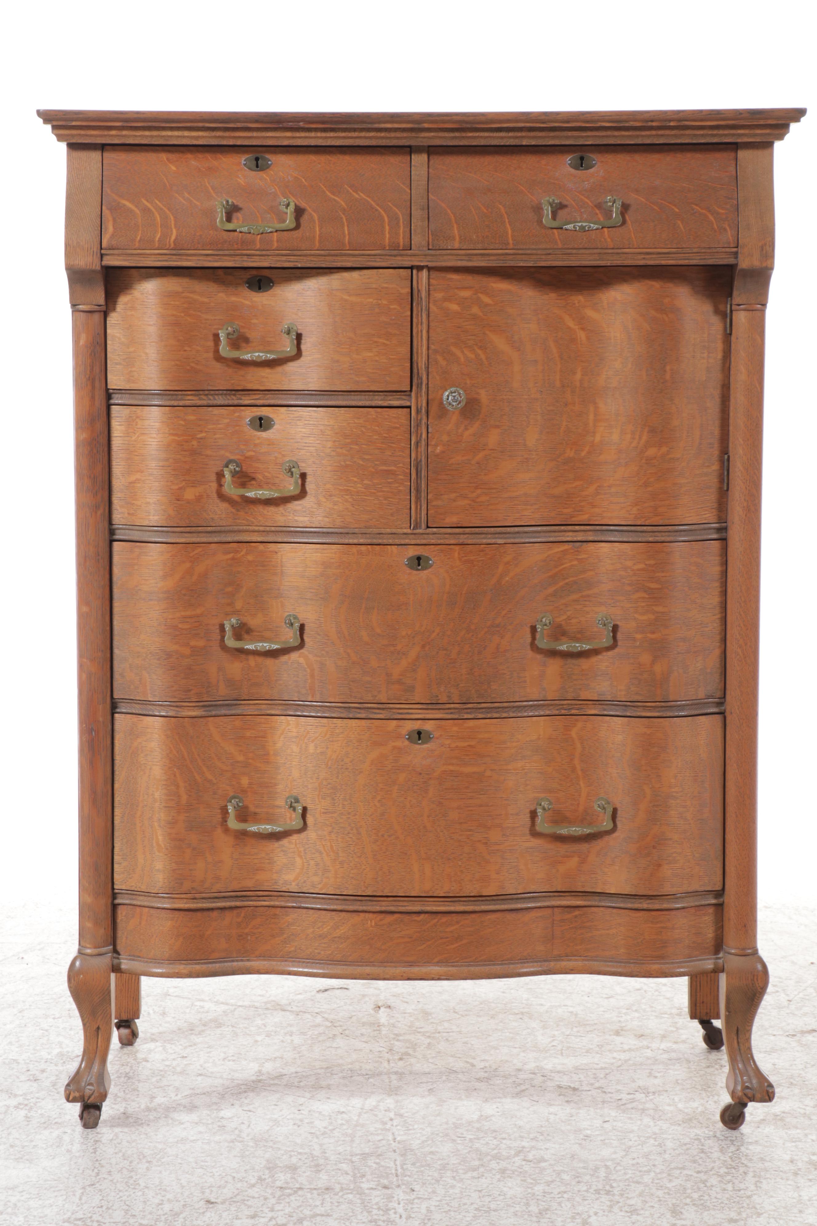 Antique Oak Serpentine Front Dresser