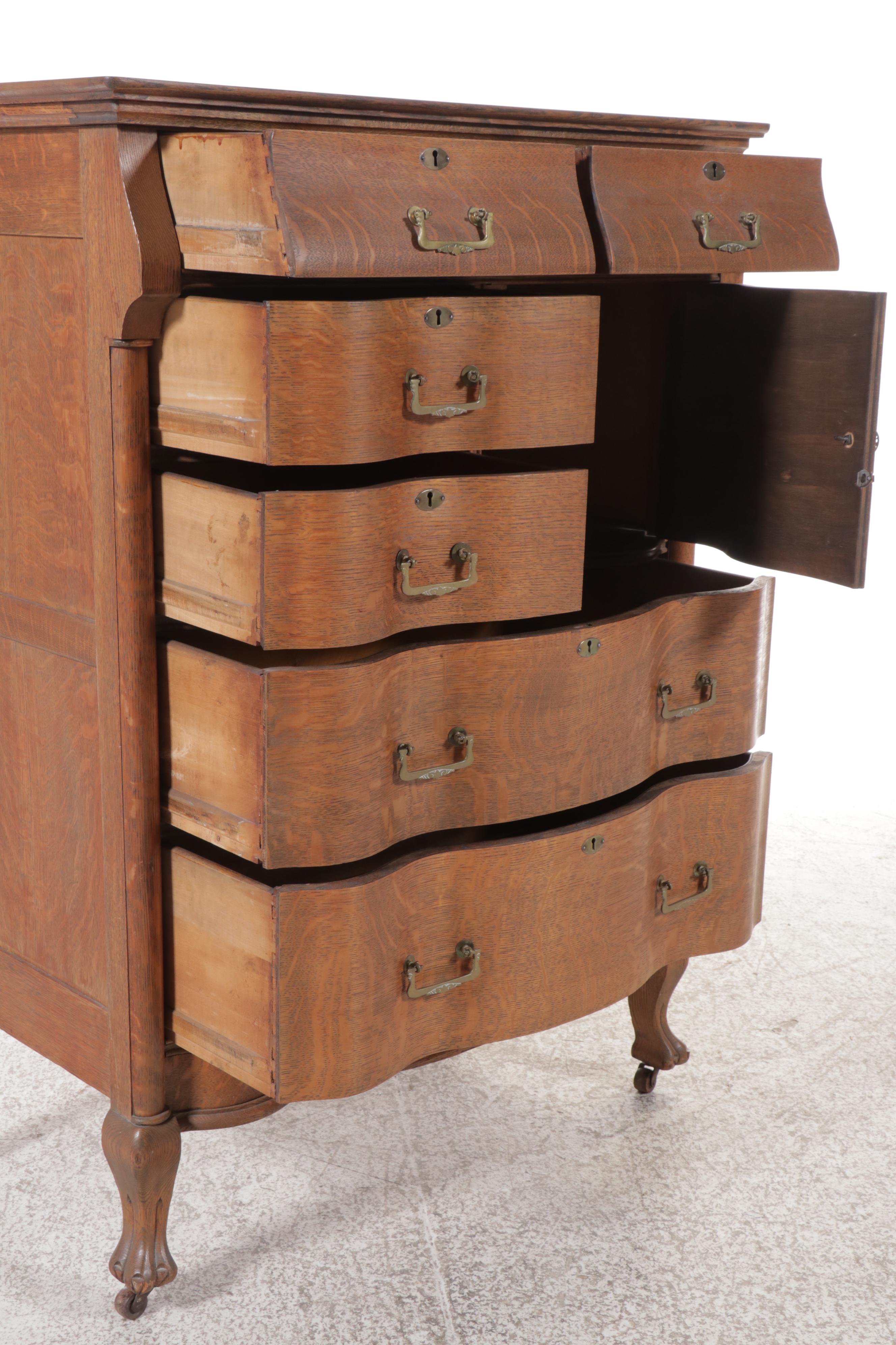 Antique Oak Serpentine Front Dresser