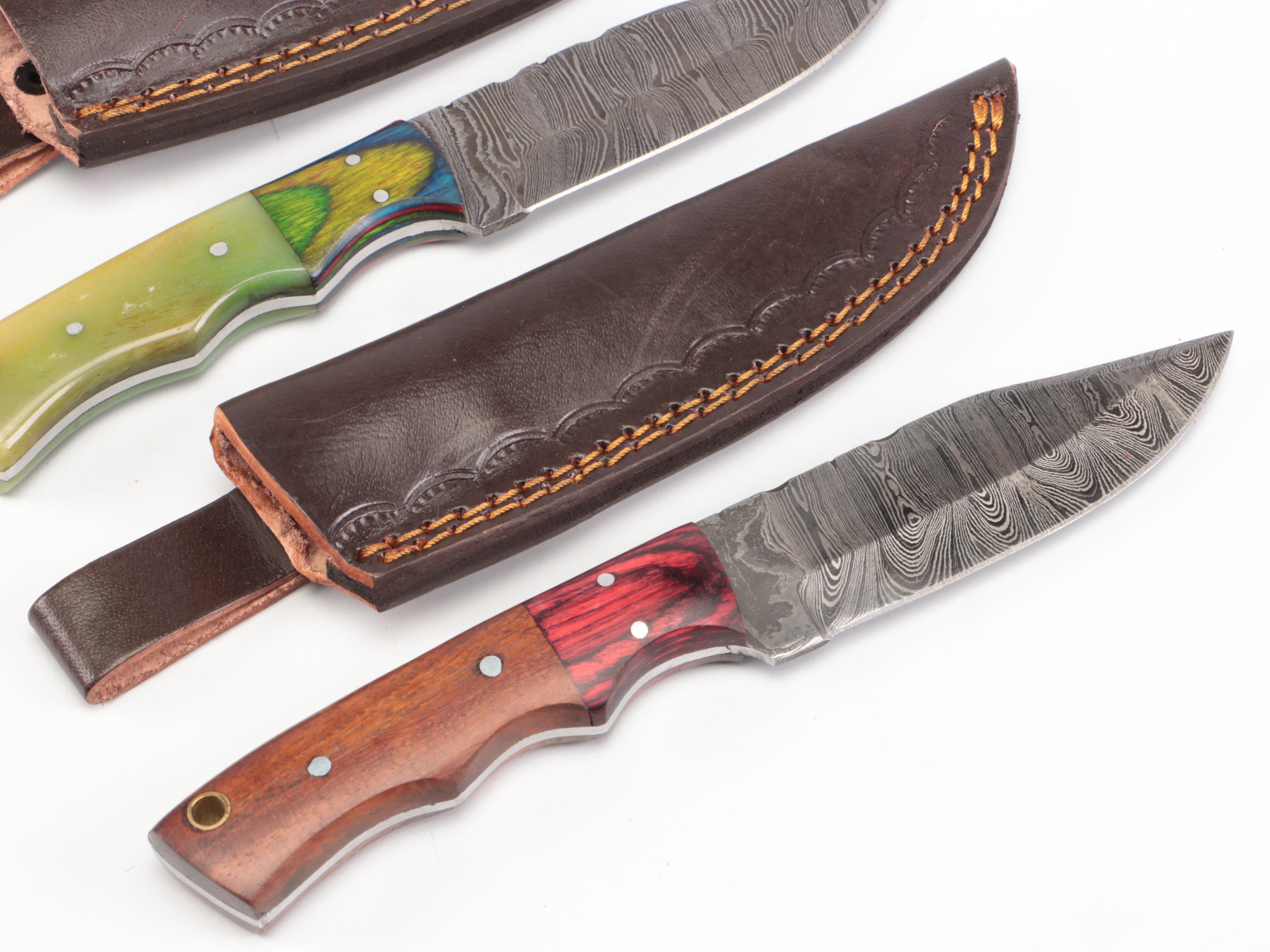 Master USA Stainless Steel Knife with Damascus Steel Knives and Holsters