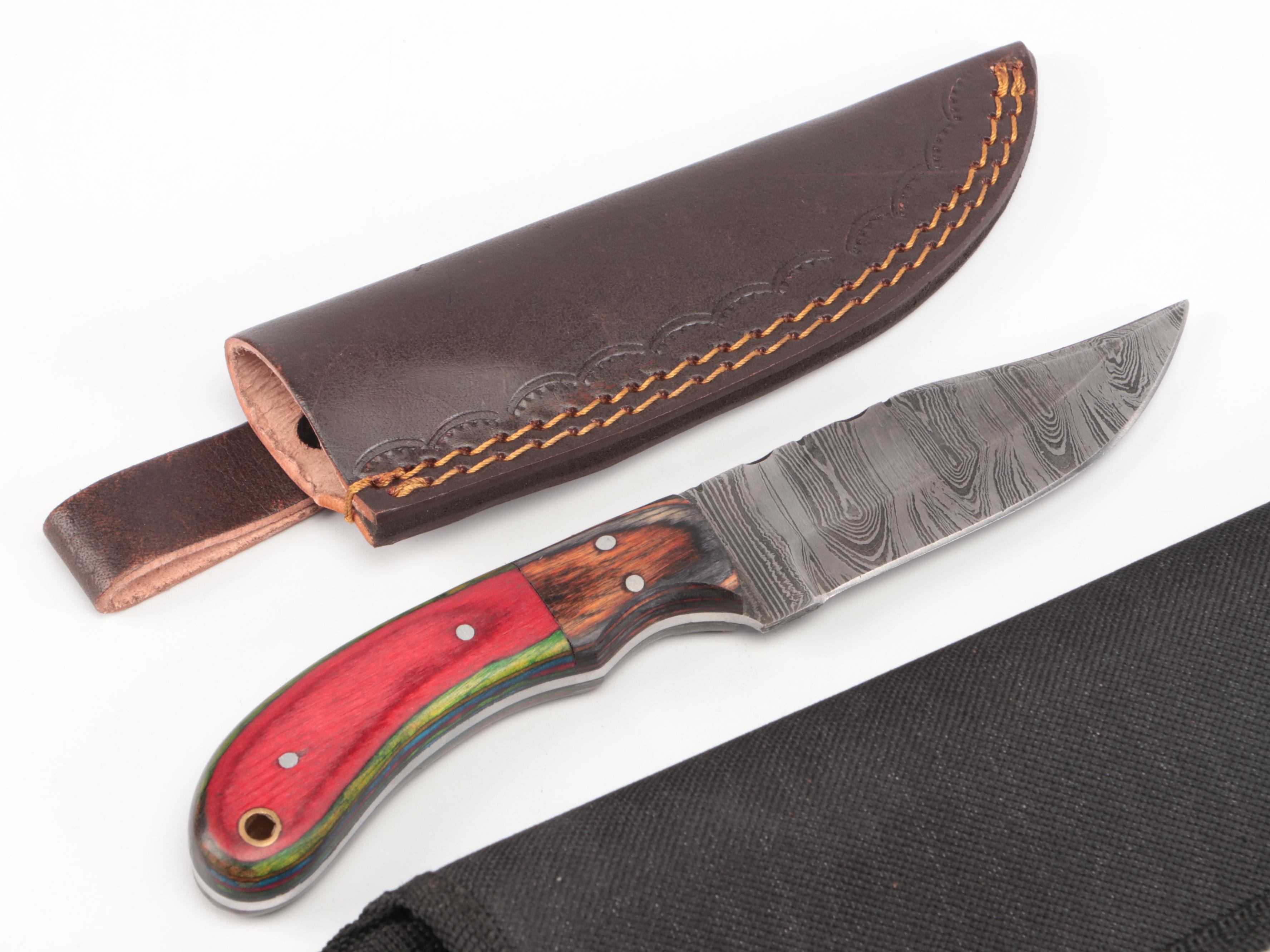 Master USA Stainless Steel Knife with Damascus Steel Knives and Holsters