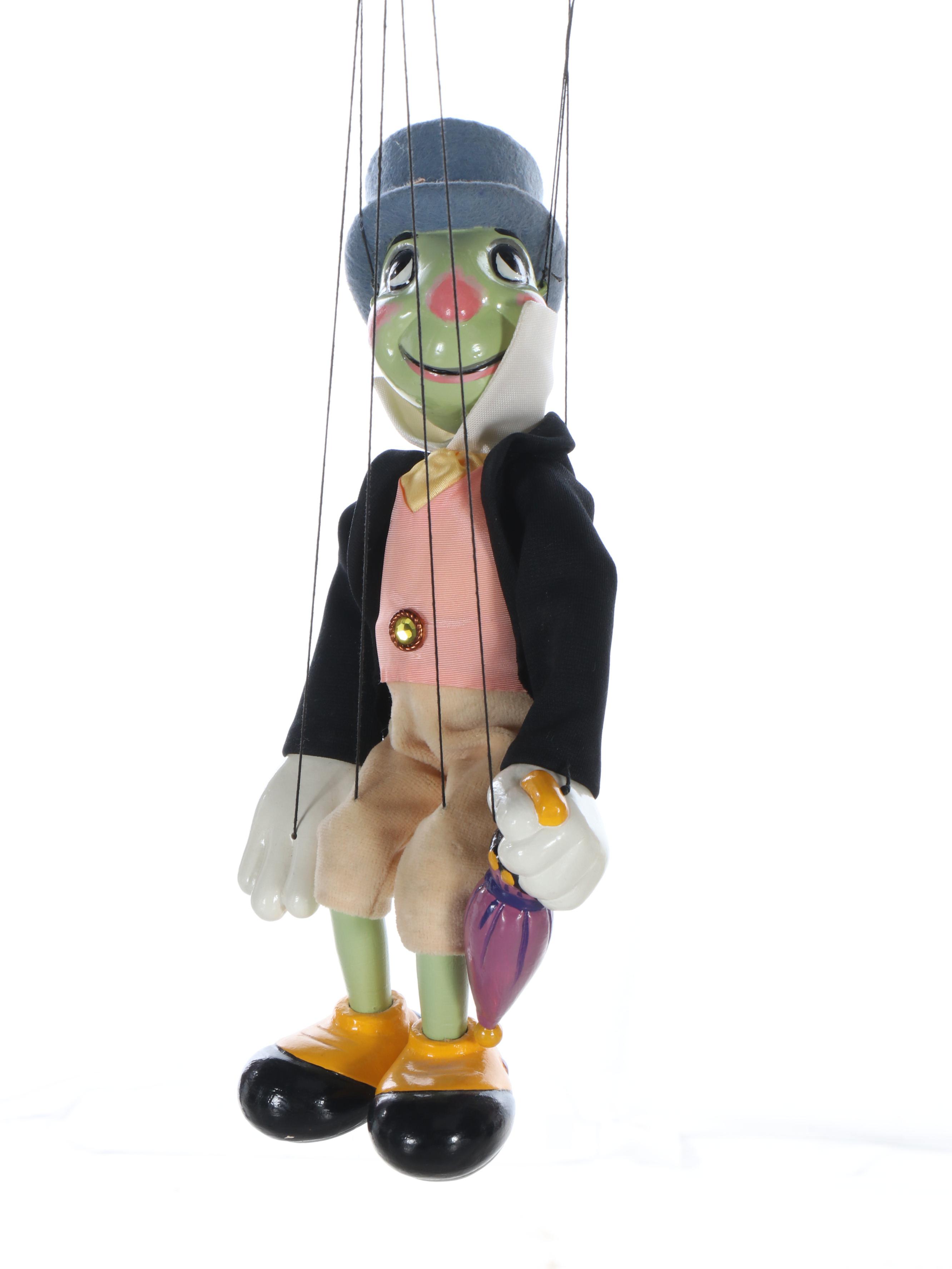 Disney Wooden Pinocchio and Jiminy Cricket Marionettes