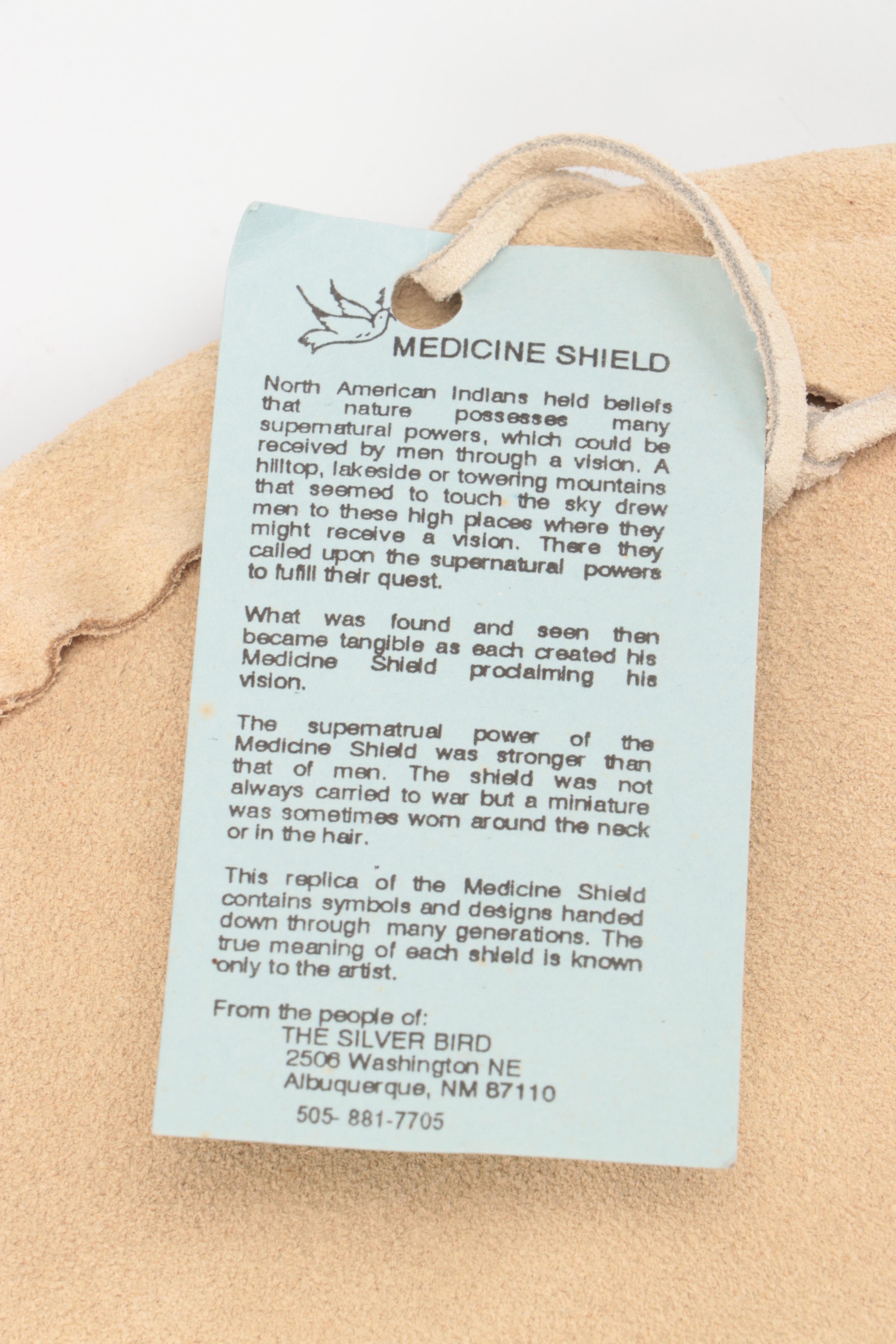 Native American Style Hide Medicine Shield with Tiger Motif