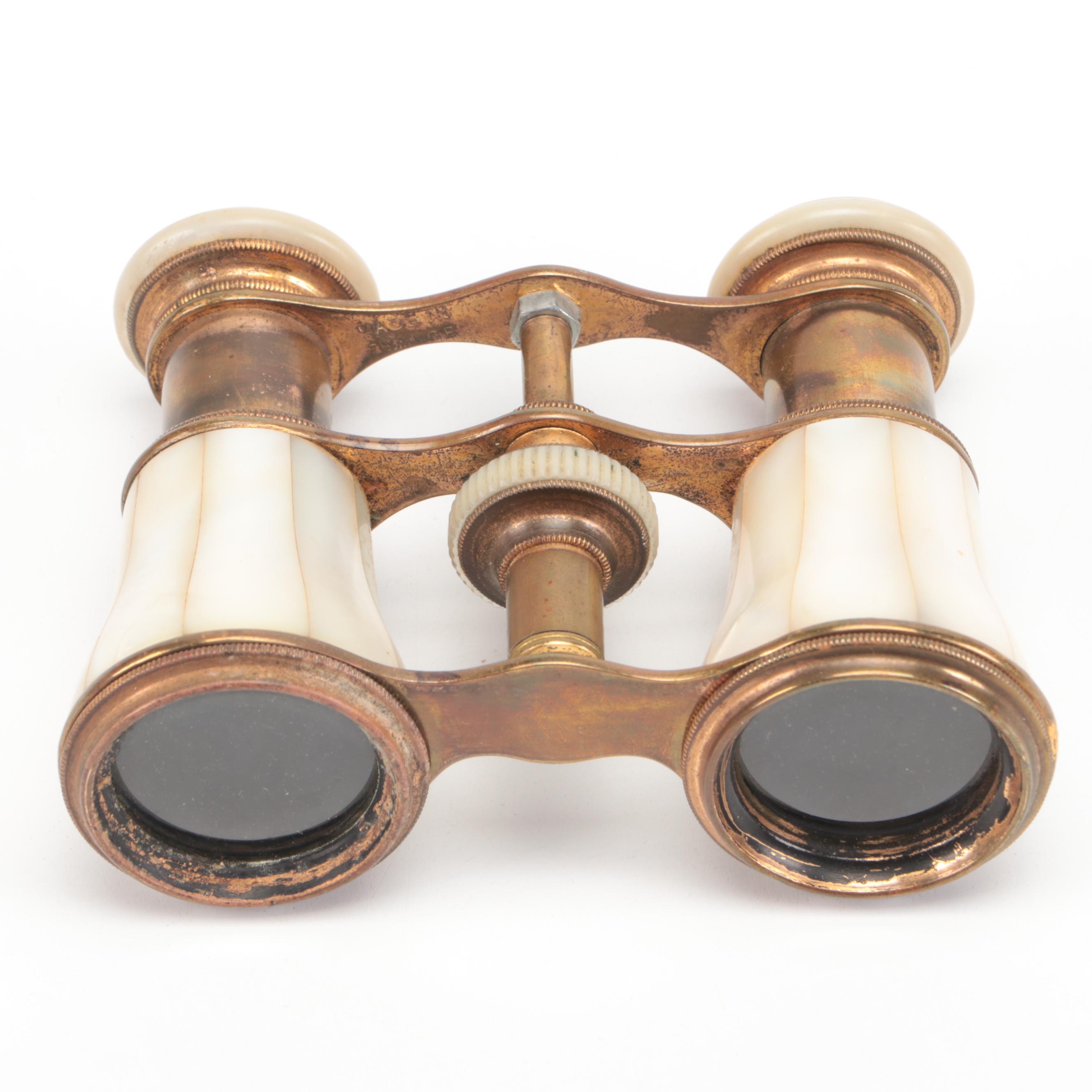 LeFils Mother-of-Pearl and Brass Opera Glasses, Late 19th/Early 20th Century