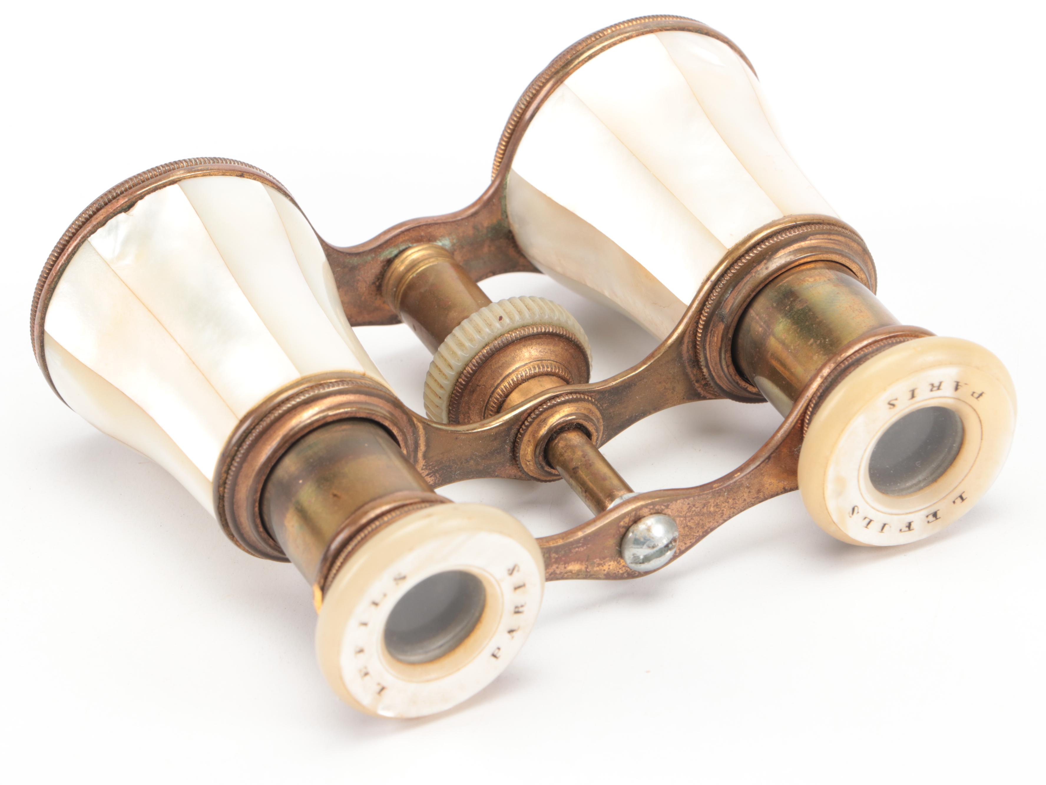 LeFils Mother-of-Pearl and Brass Opera Glasses, Late 19th/Early 20th Century