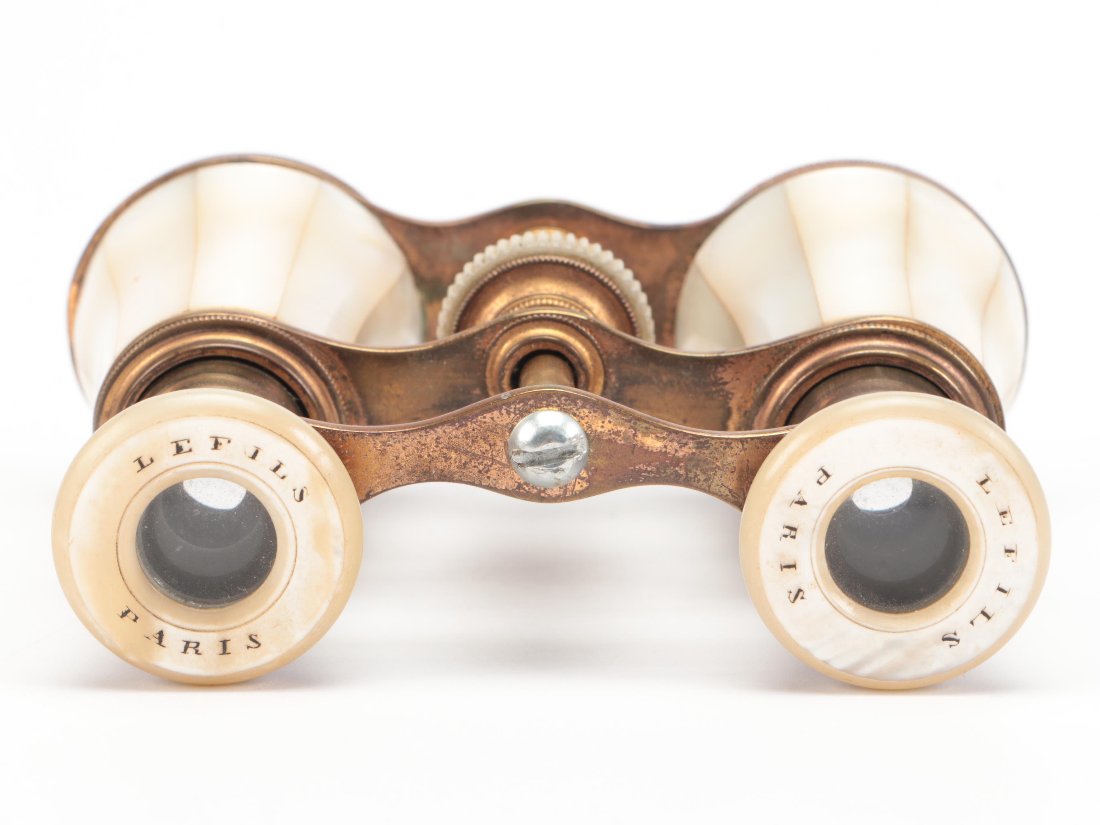 LeFils Mother-of-Pearl and Brass Opera Glasses, Late 19th/Early 20th Century