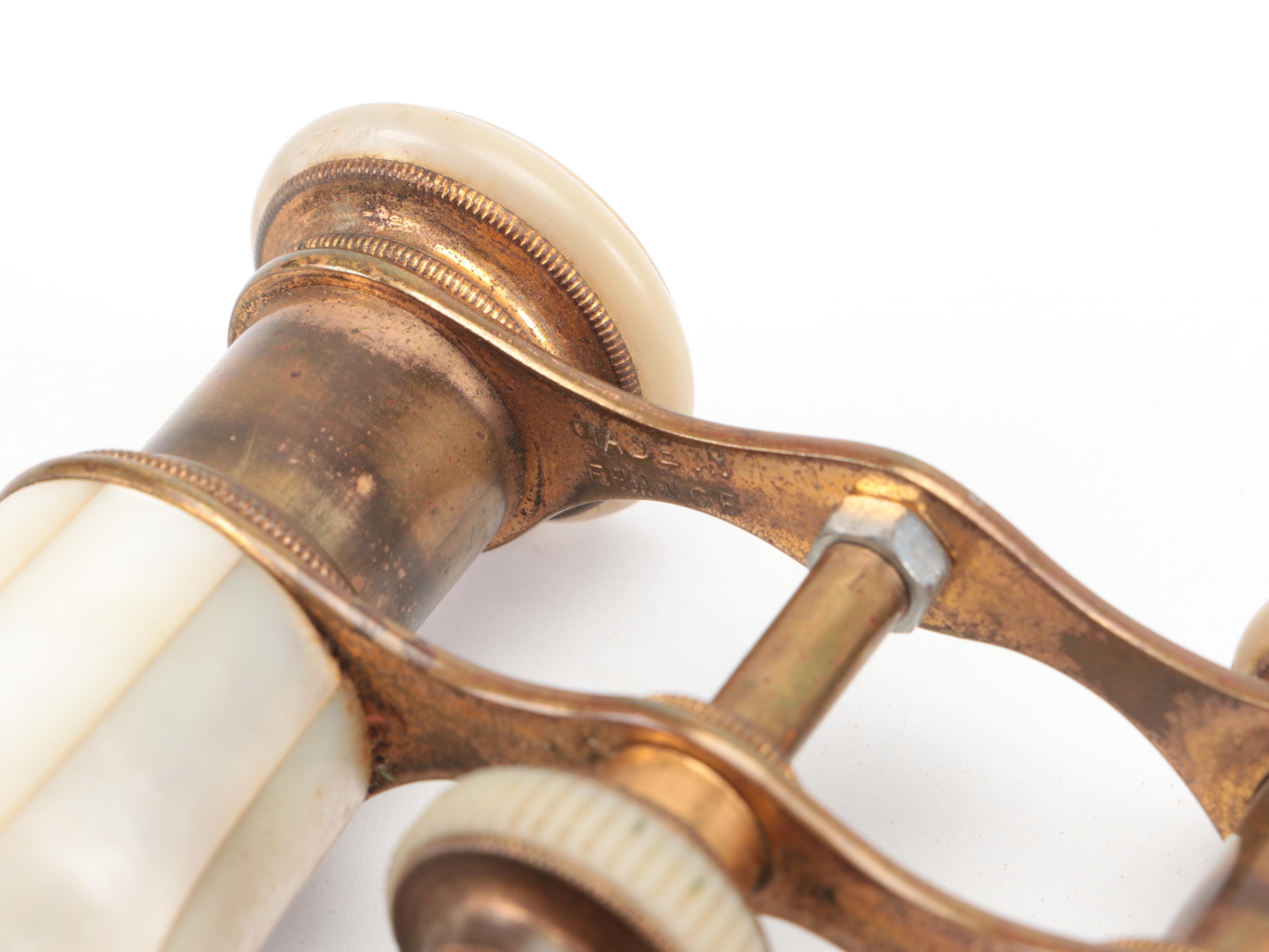 LeFils Mother-of-Pearl and Brass Opera Glasses, Late 19th/Early 20th Century