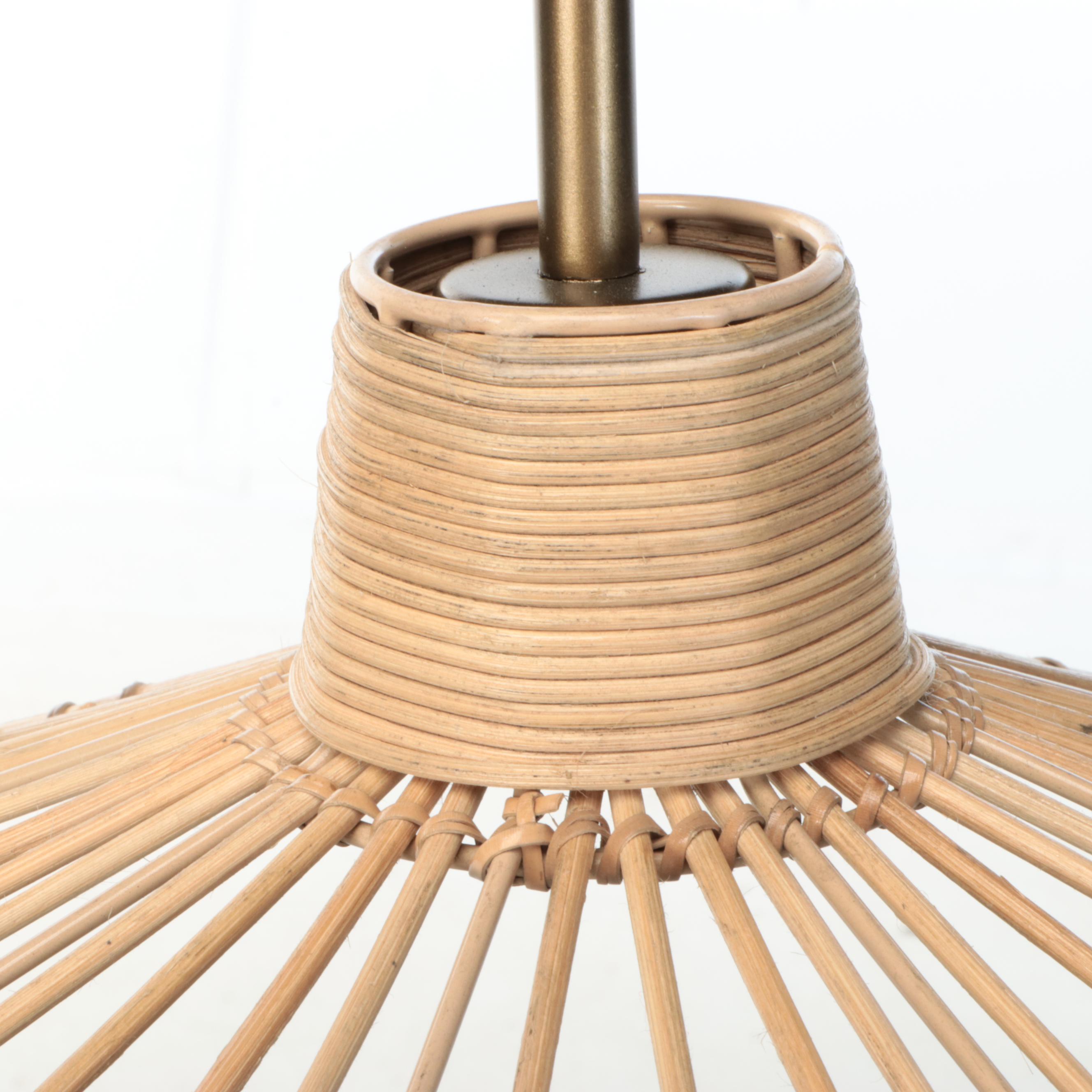 Tripod Floor Lamp with Rattan Umbrella Shade