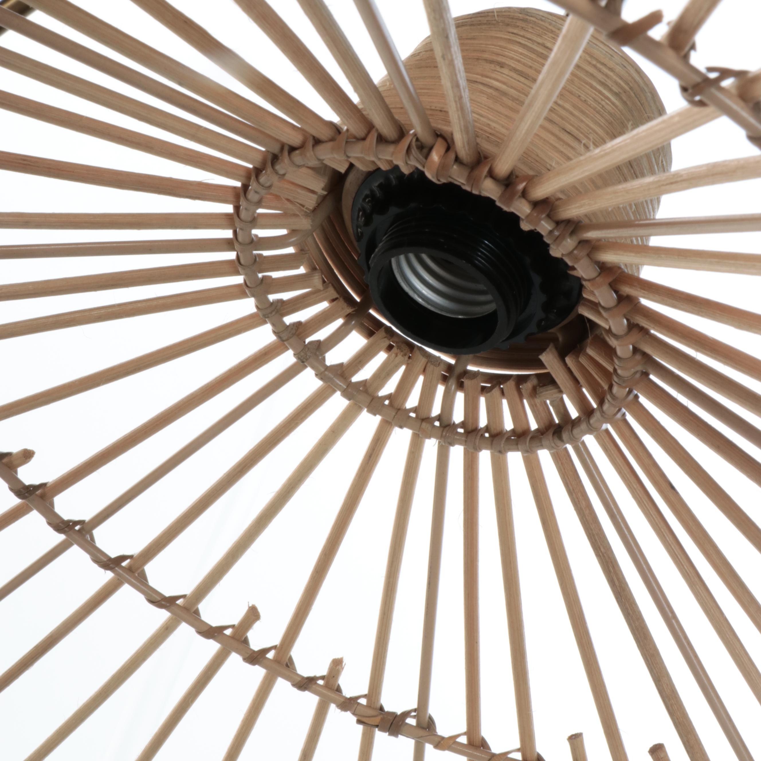 Tripod Floor Lamp with Rattan Umbrella Shade