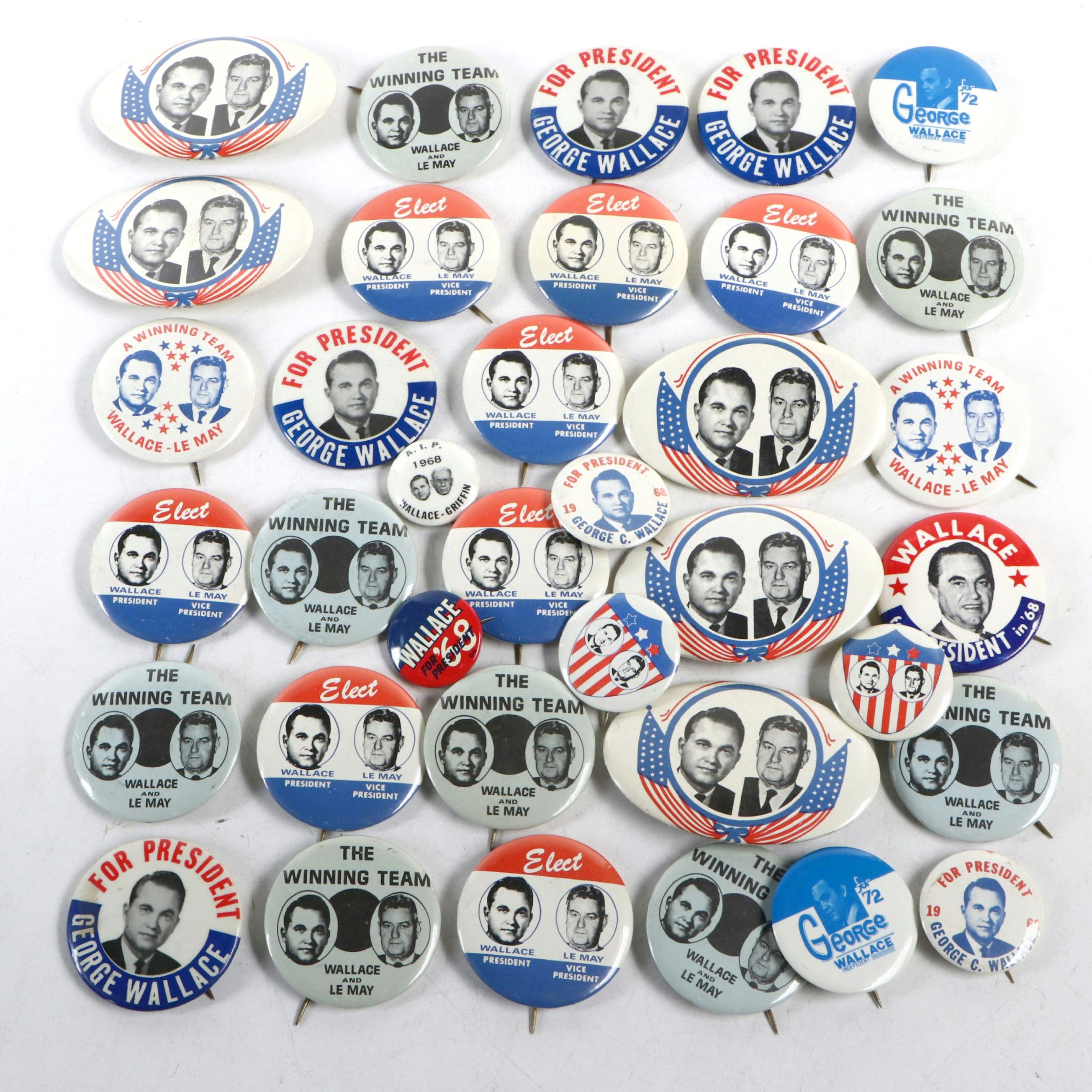 George Walla and Curtis Le May Political Campaign Pinbacks, 1968-1972