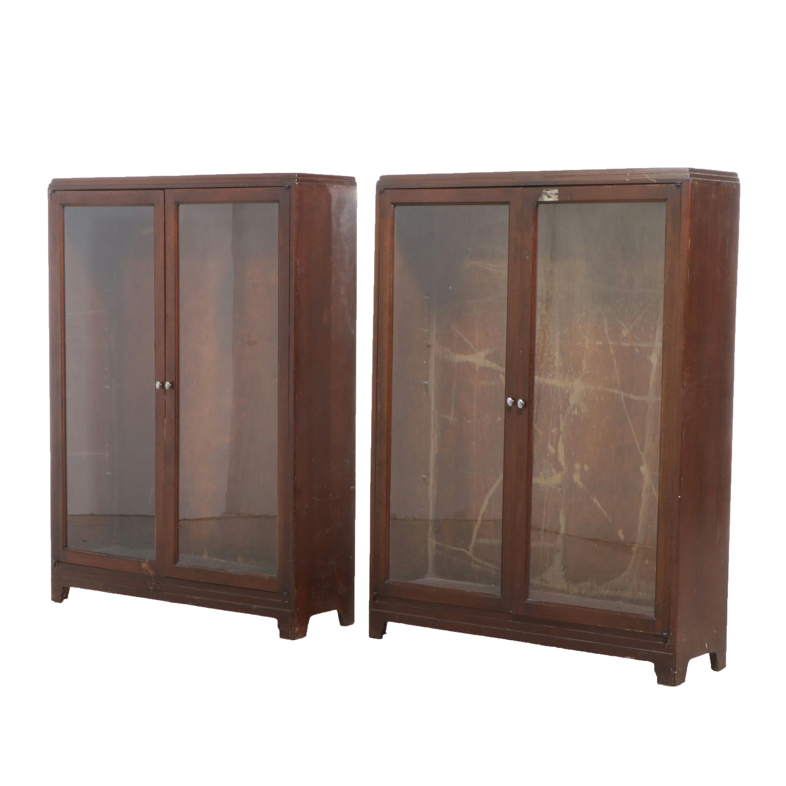 Pair of Globe-Wernicke "Ardmore" Walnut and Glass Front Bookcases