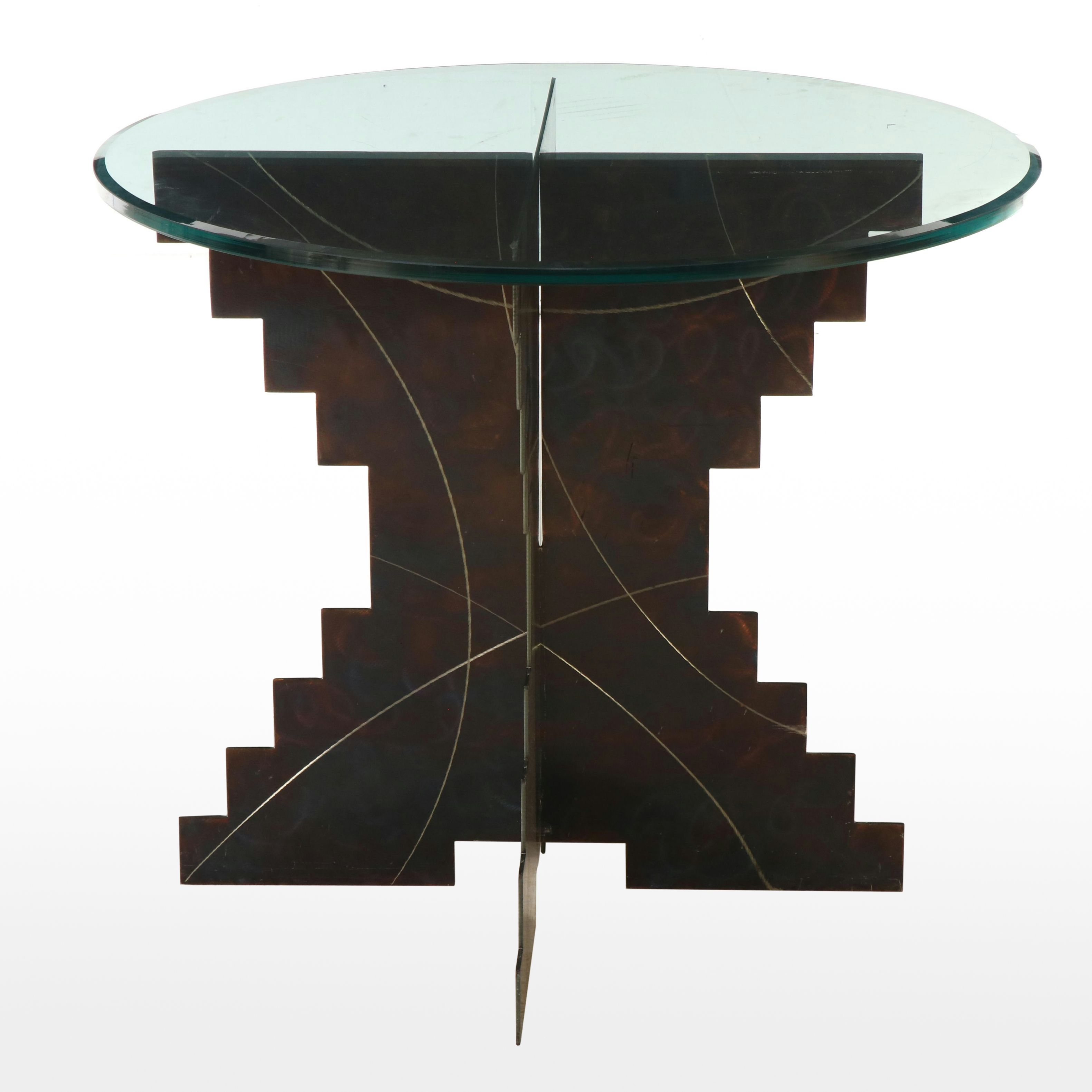 Postmodernist Glass Top Metal Occasional Table, Late 20th Century