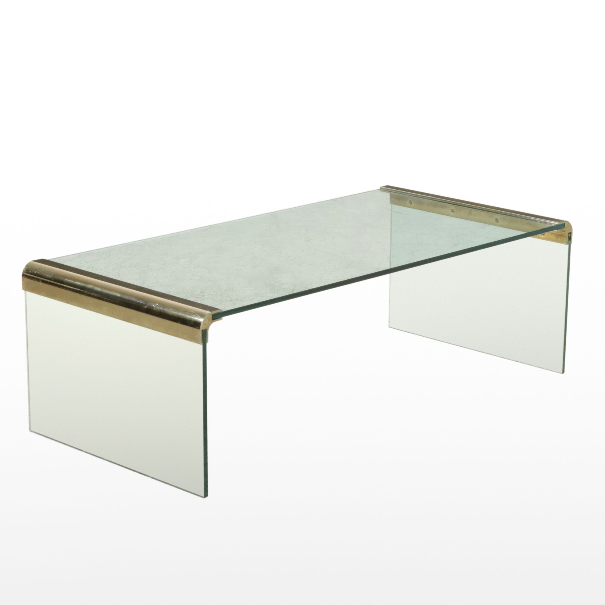 Glass Chrome Waterfall Coffee Table, Late 20th Century
