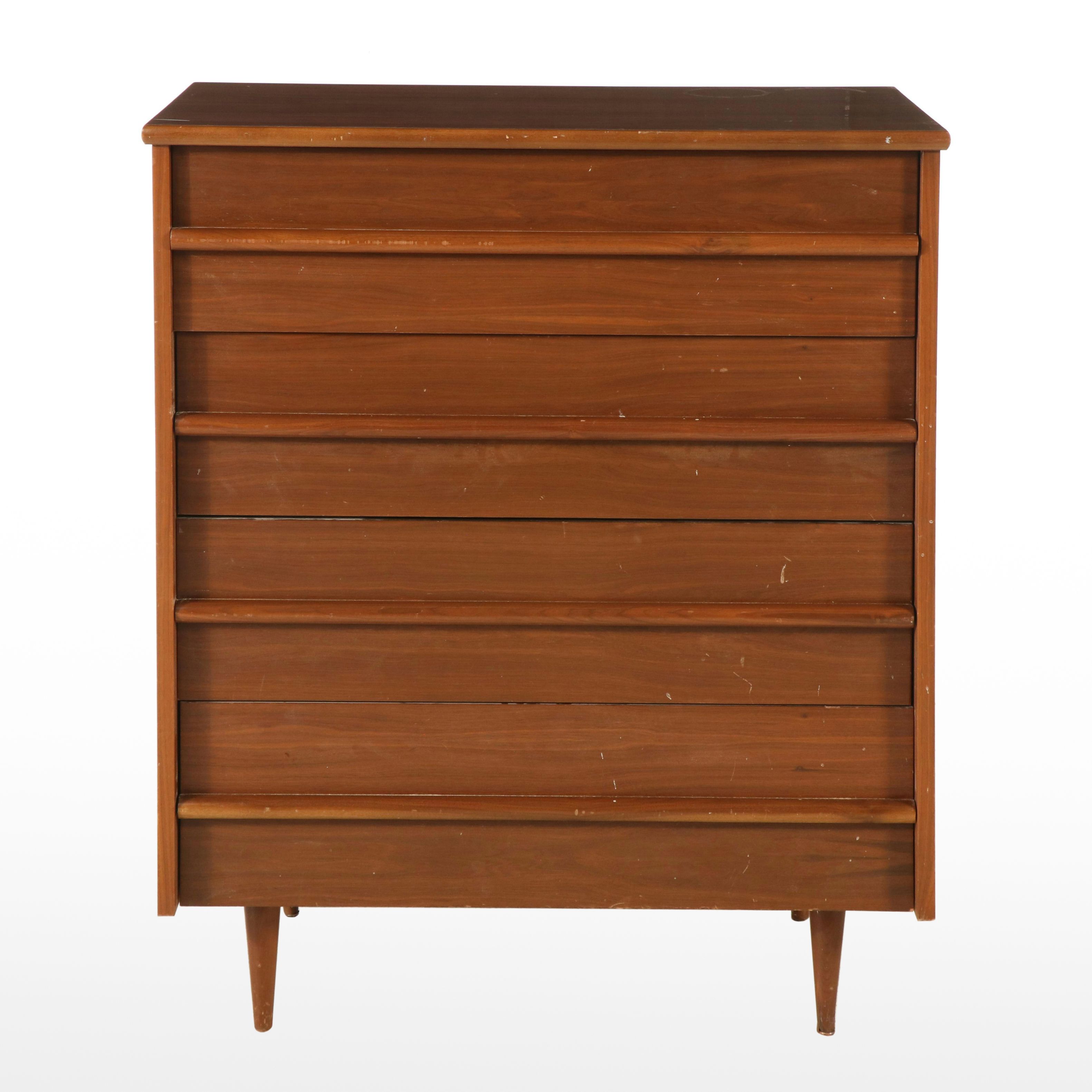 Mid Century Modern Walnut Four-Drawer Chest