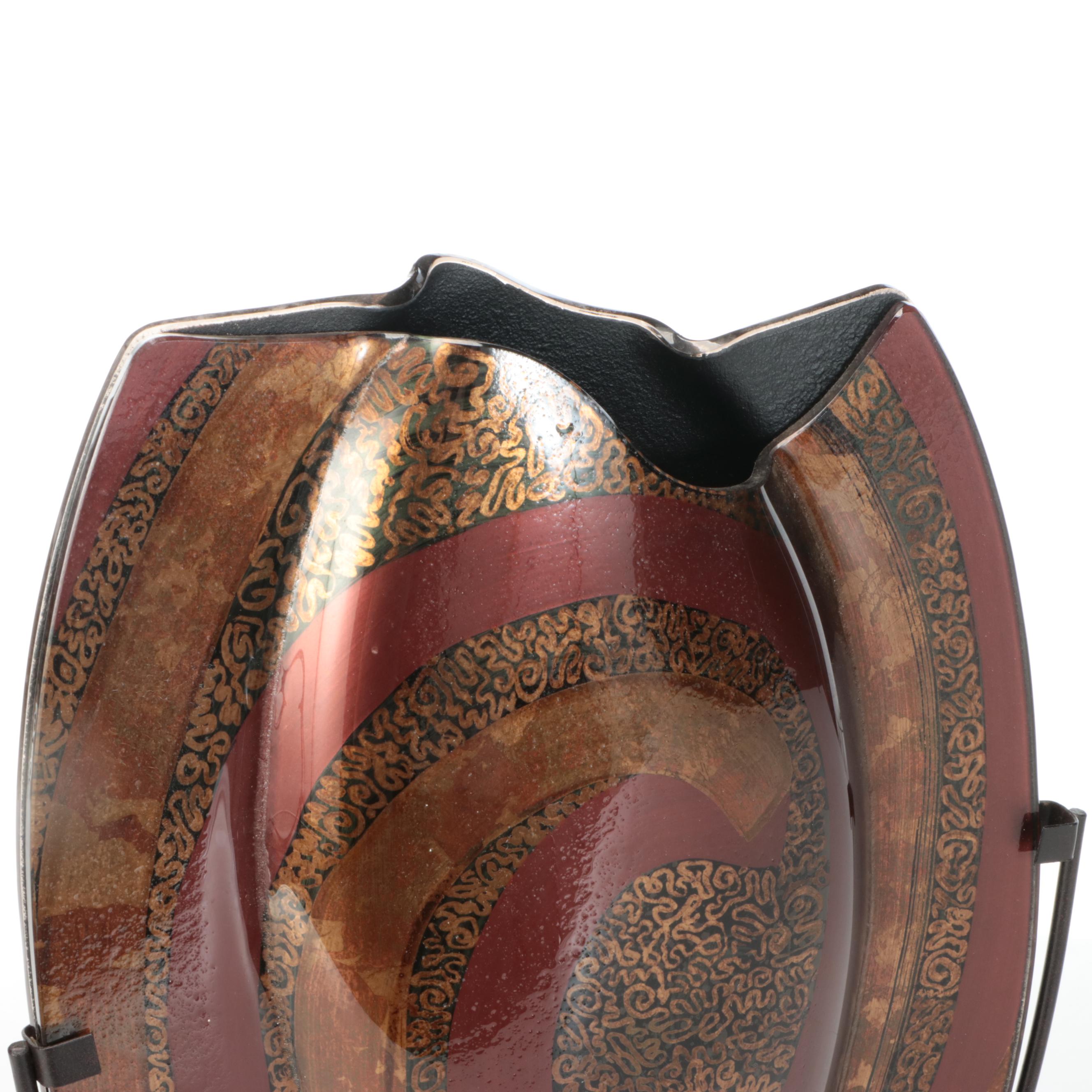 Evans Designs of California Handcrafted Studio Glass Ovoid Vessel Sculpture