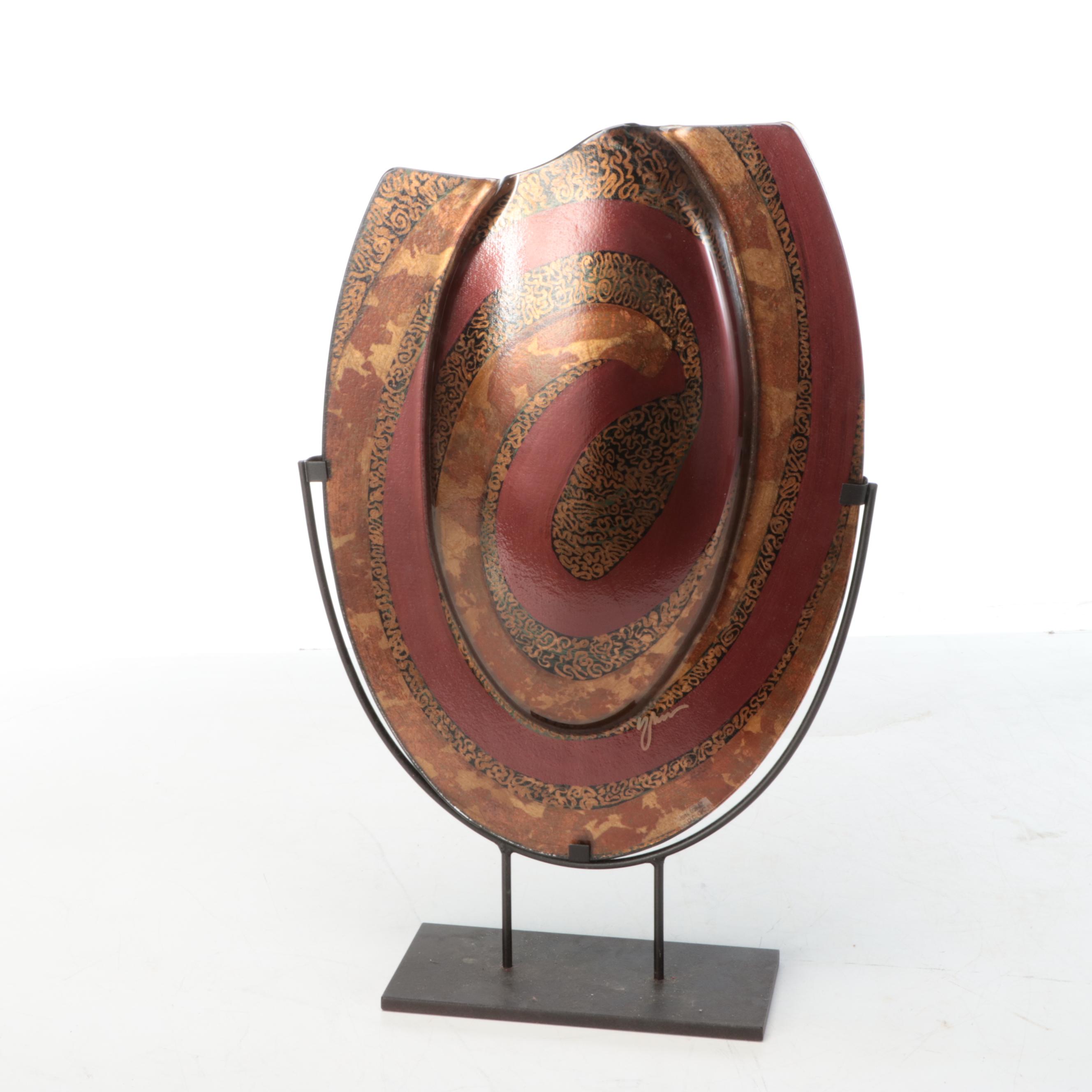 Evans Designs of California Handcrafted Studio Glass Ovoid Vessel Sculpture