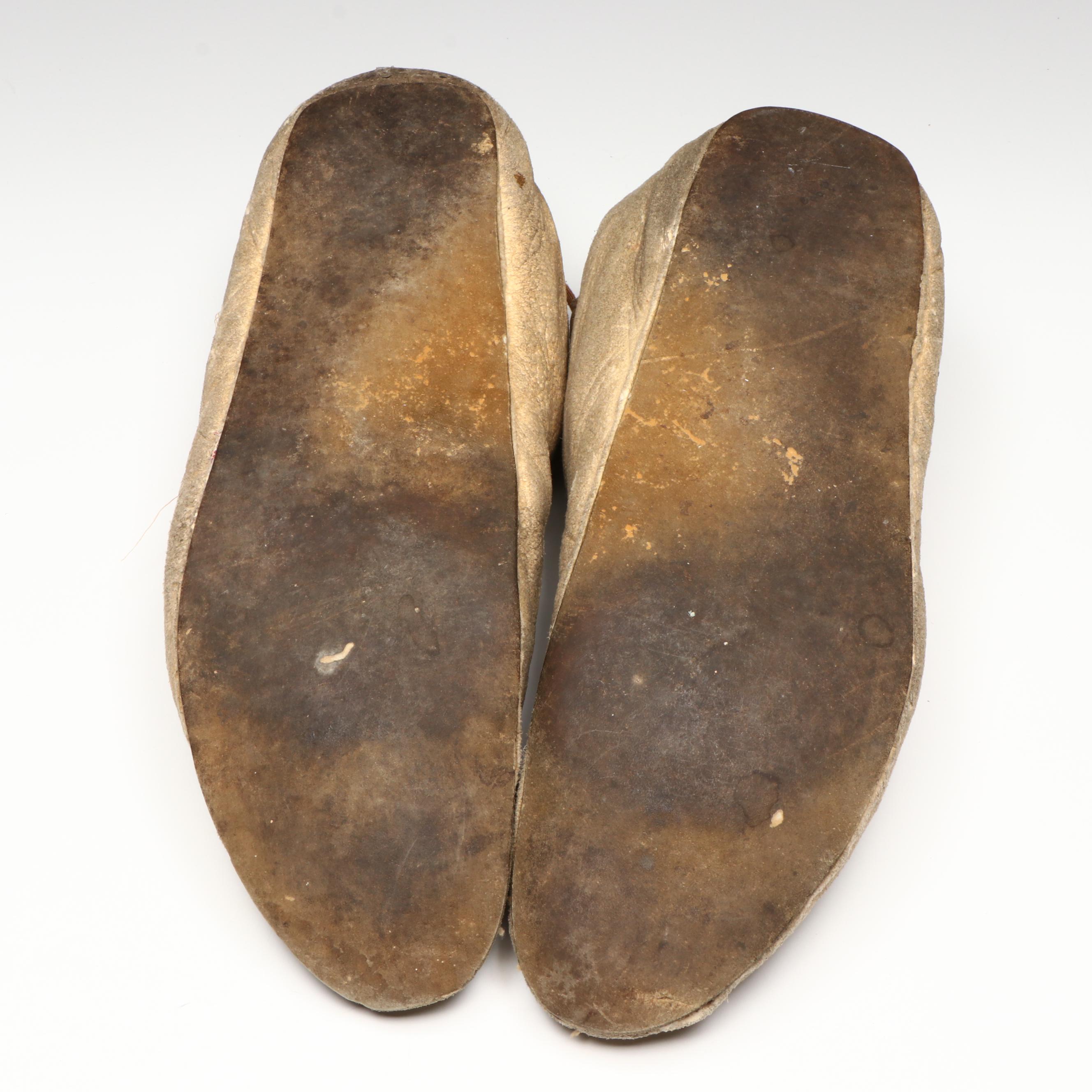 Pair of Indigenous Plains Beaded Hide Moccasins