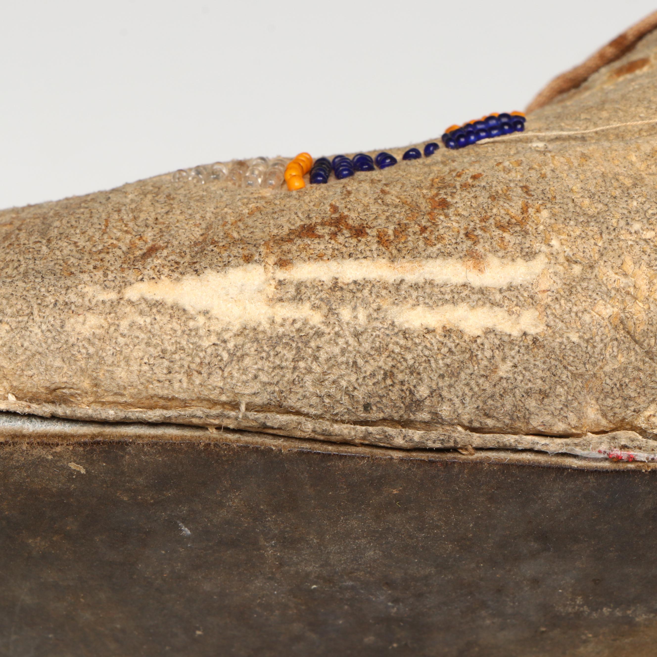 Pair of Indigenous Plains Beaded Hide Moccasins