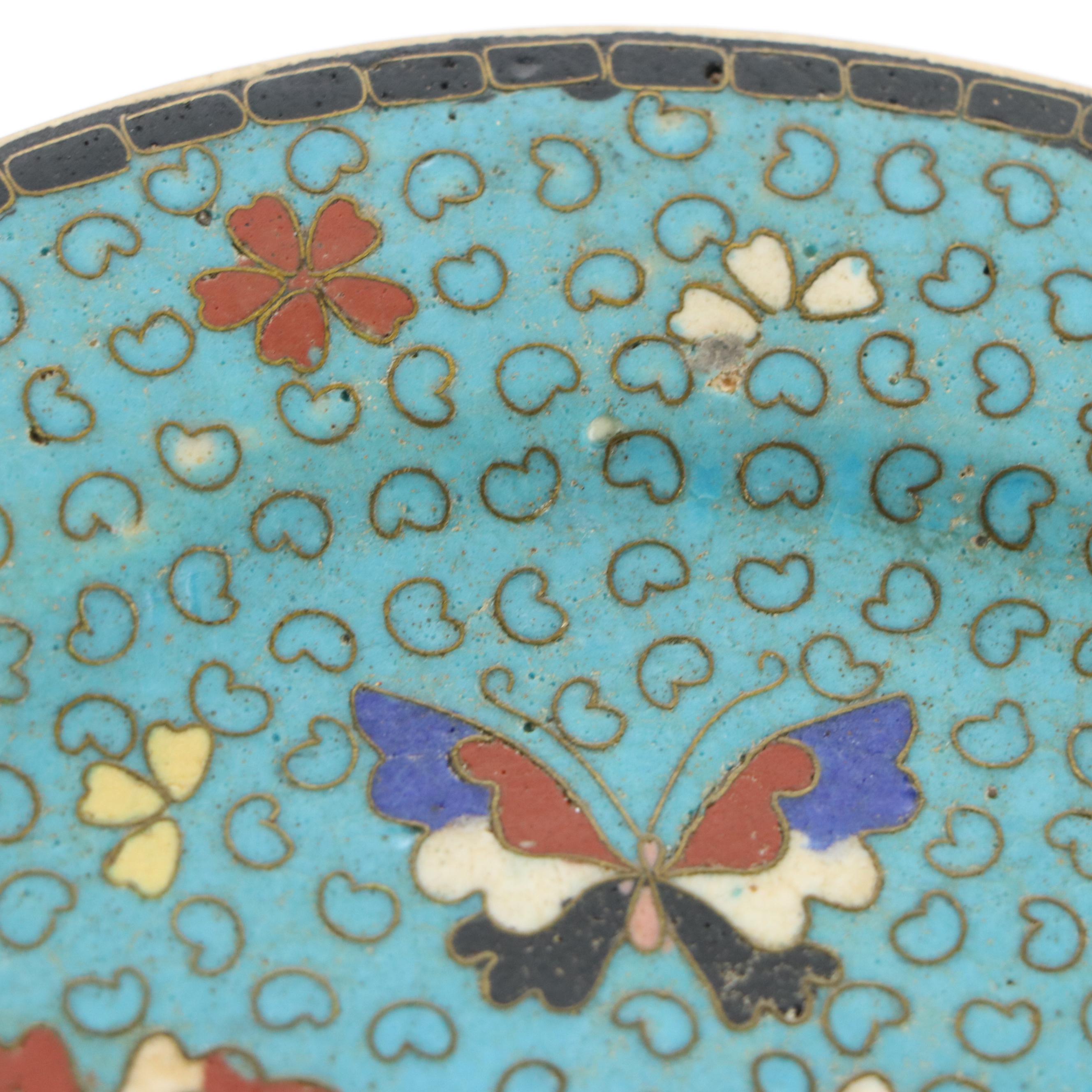 Japanese Meiji Style Cloisonné Ceramic Plates, Ginger Jar and Vase