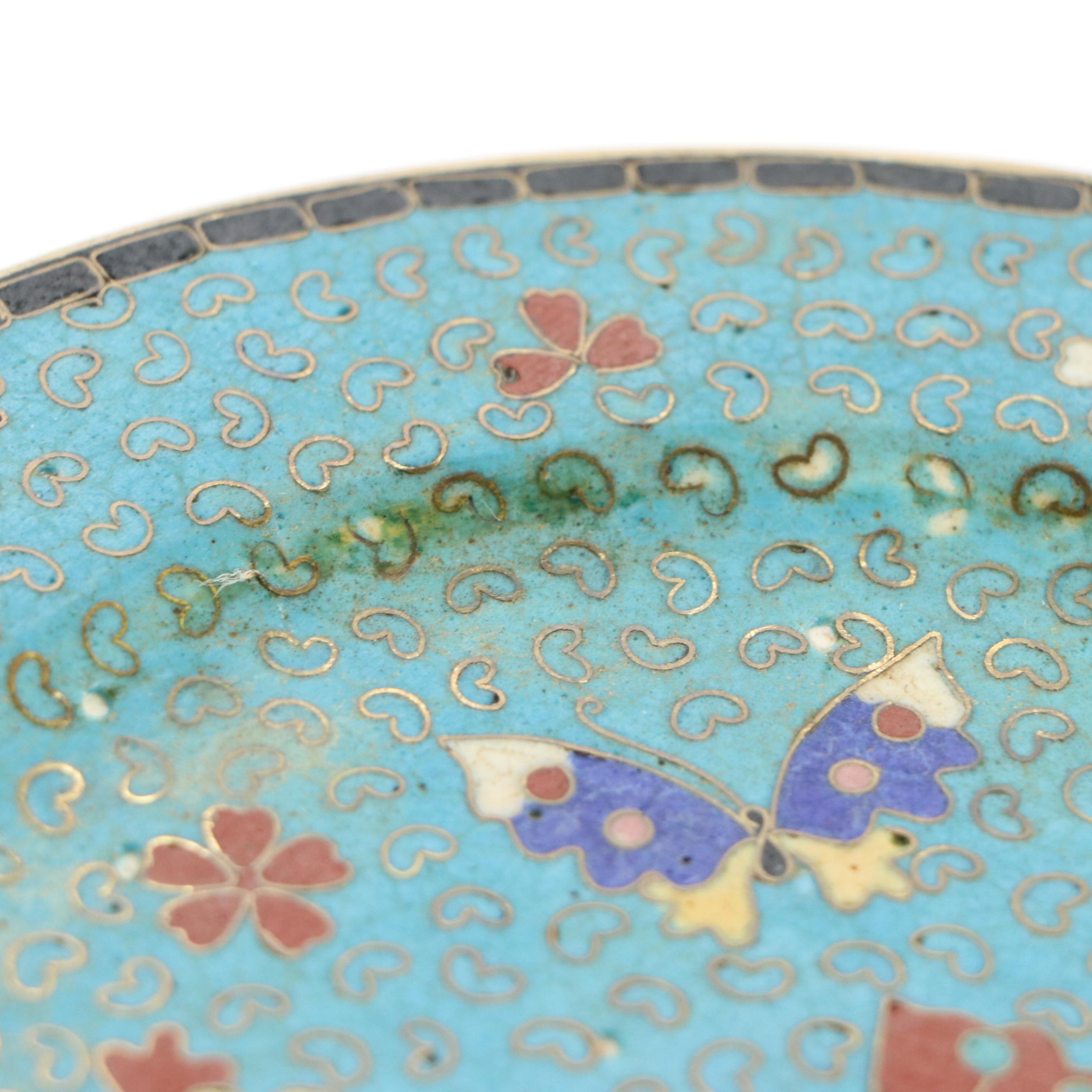 Japanese Meiji Style Cloisonné Ceramic Plates, Ginger Jar and Vase