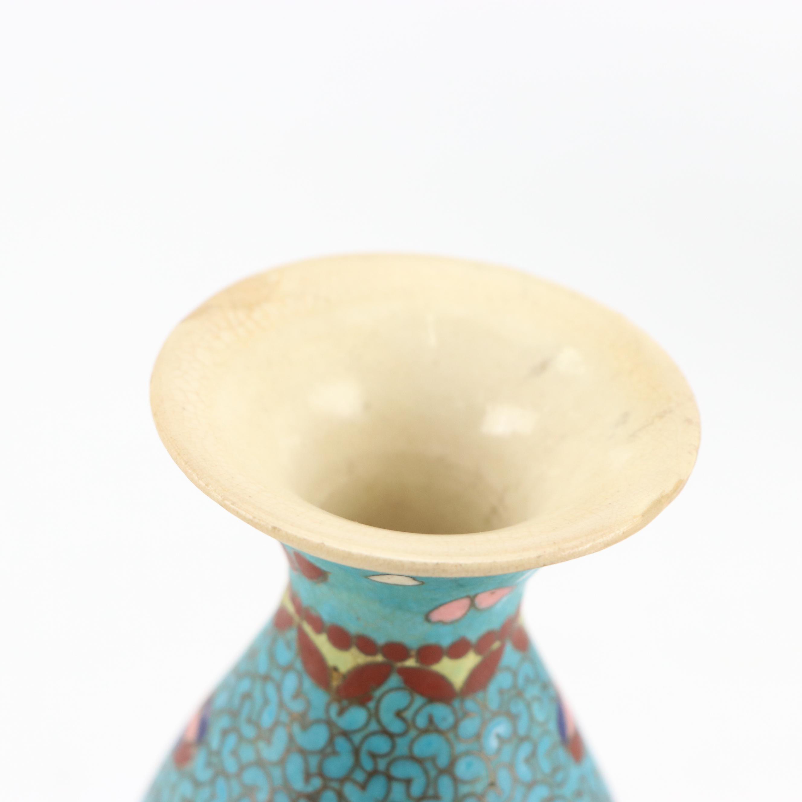 Japanese Meiji Style Cloisonné Ceramic Plates, Ginger Jar and Vase