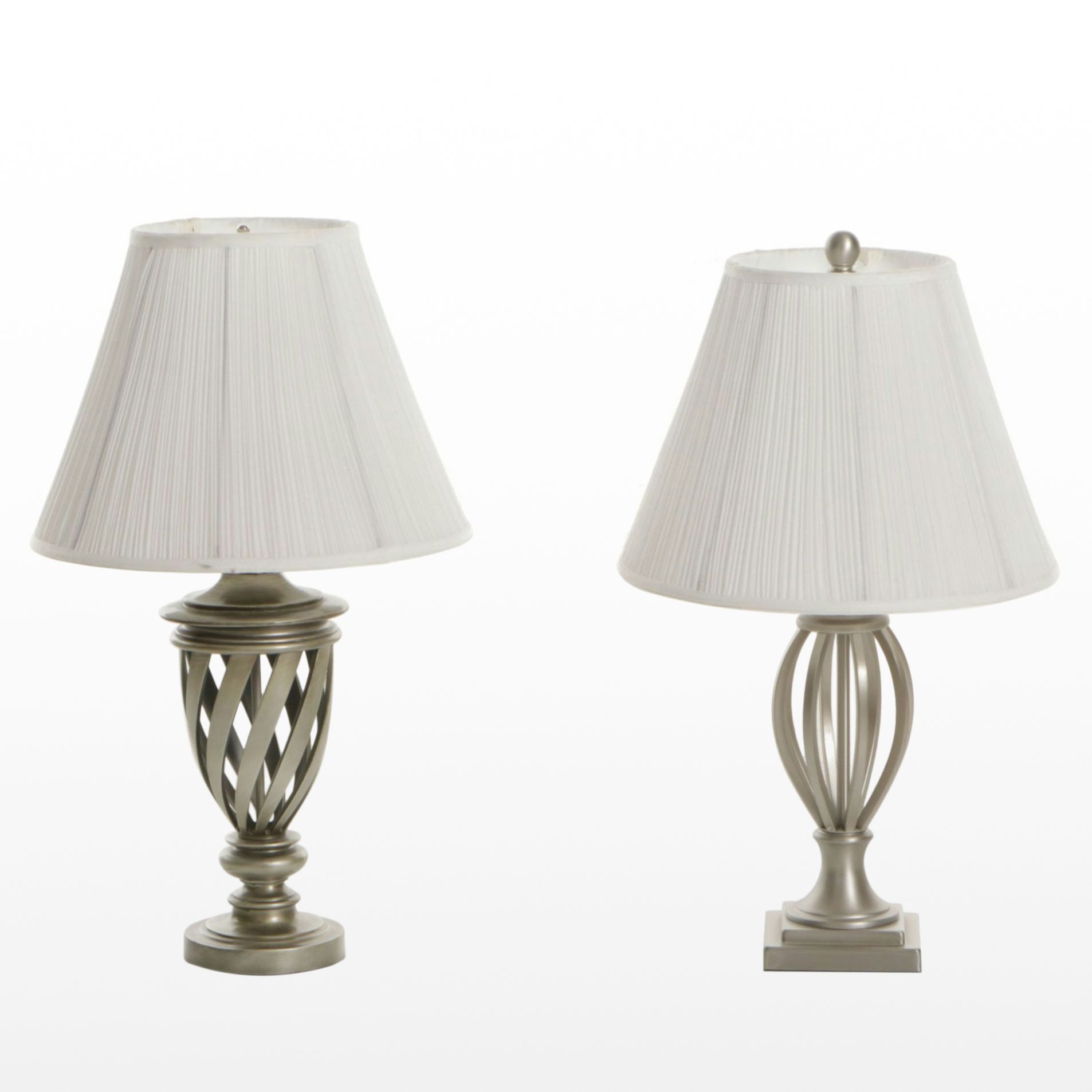 Modern Neoclassical Coordinating Lattice Urn Table Lamps