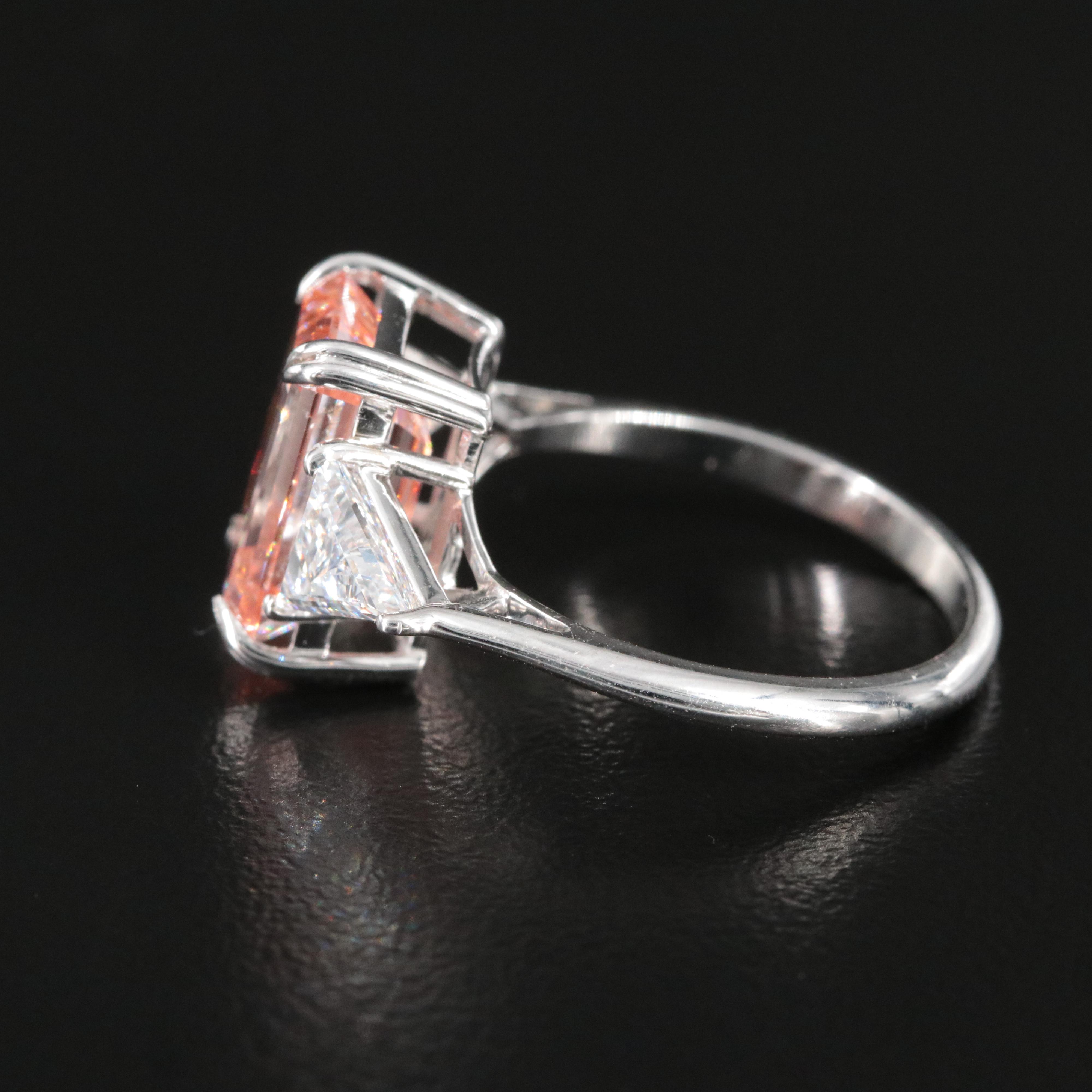 14K 5.06 CTW Lab Grown Diamond Ring with Fancy Pink Center and IGI Report