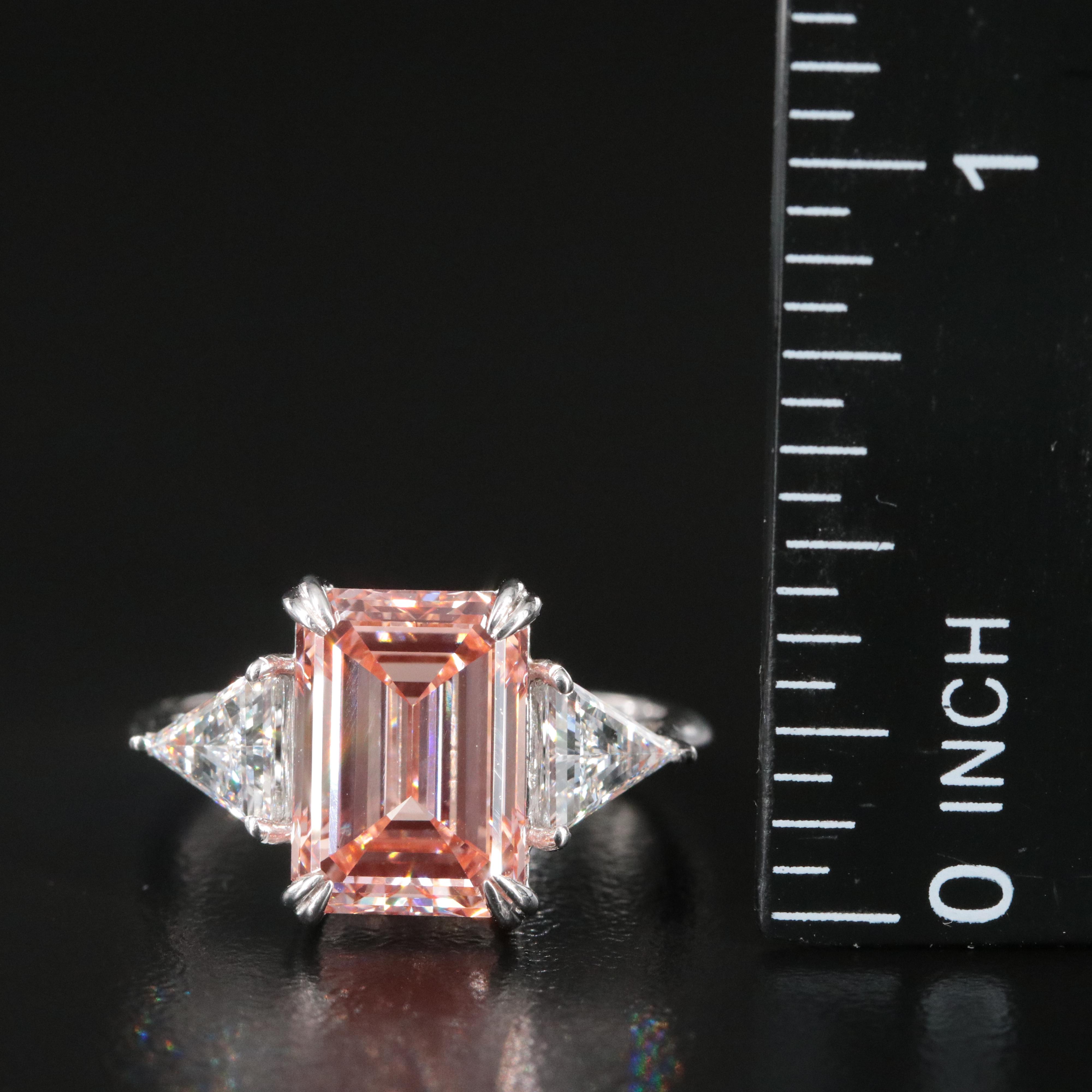 14K 5.06 CTW Lab Grown Diamond Ring with Fancy Pink Center and IGI Report